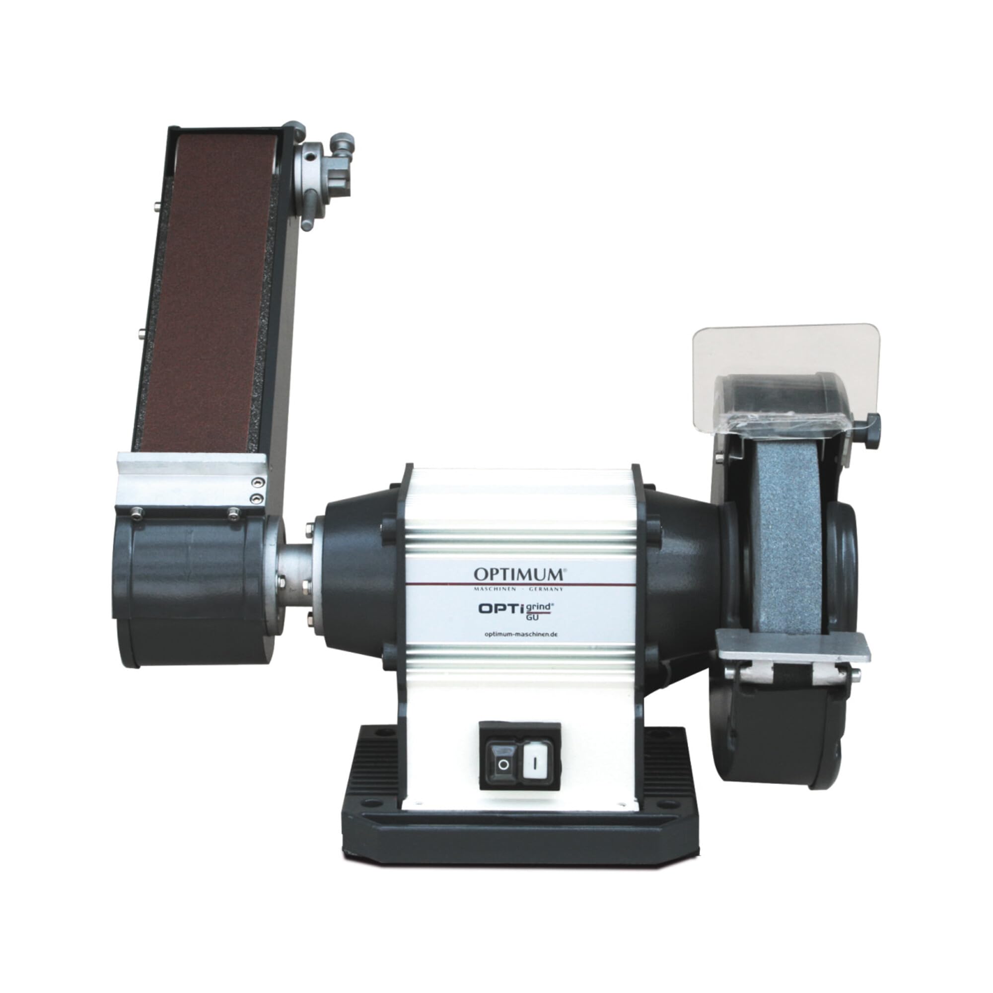 Optimum Smerigliatrice universale OPTIgrind GU 20S (motore esente da manutenzione, con nastro abrasivo e mola), 3101570