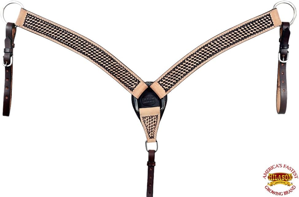 HILASON Western Horse Headstall Breast Collar Set Tack Genuine American Leather | Bridle for Horses Headstalls