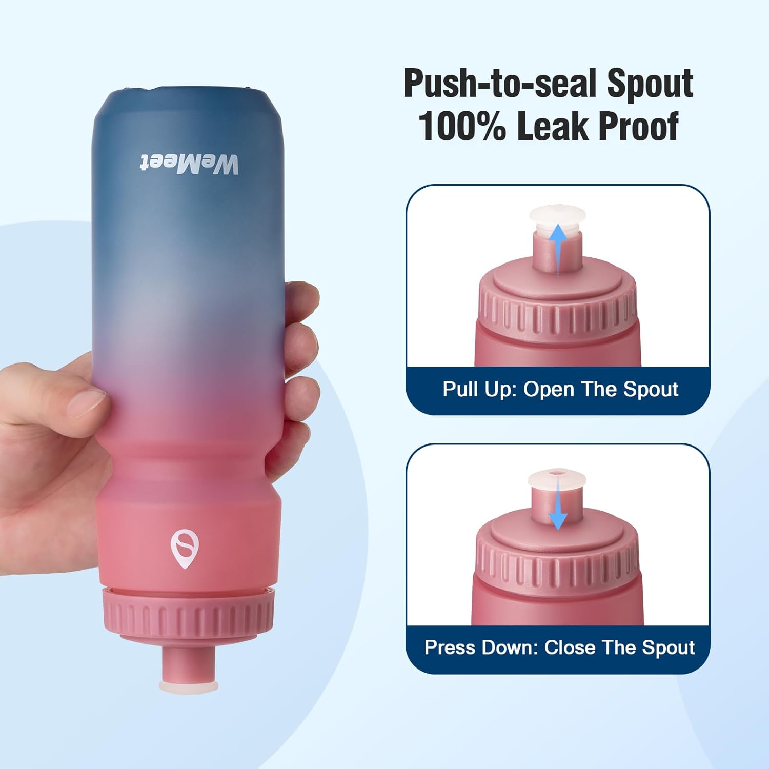 Mountain Bike Water Bottle 2-Pack, Sport Squeeze Bottle with Capacity Scale, LeakProof, BPA Free, for Cycling, Gym, Outdoors (Black & Red Blue, 24oz) - Image 5