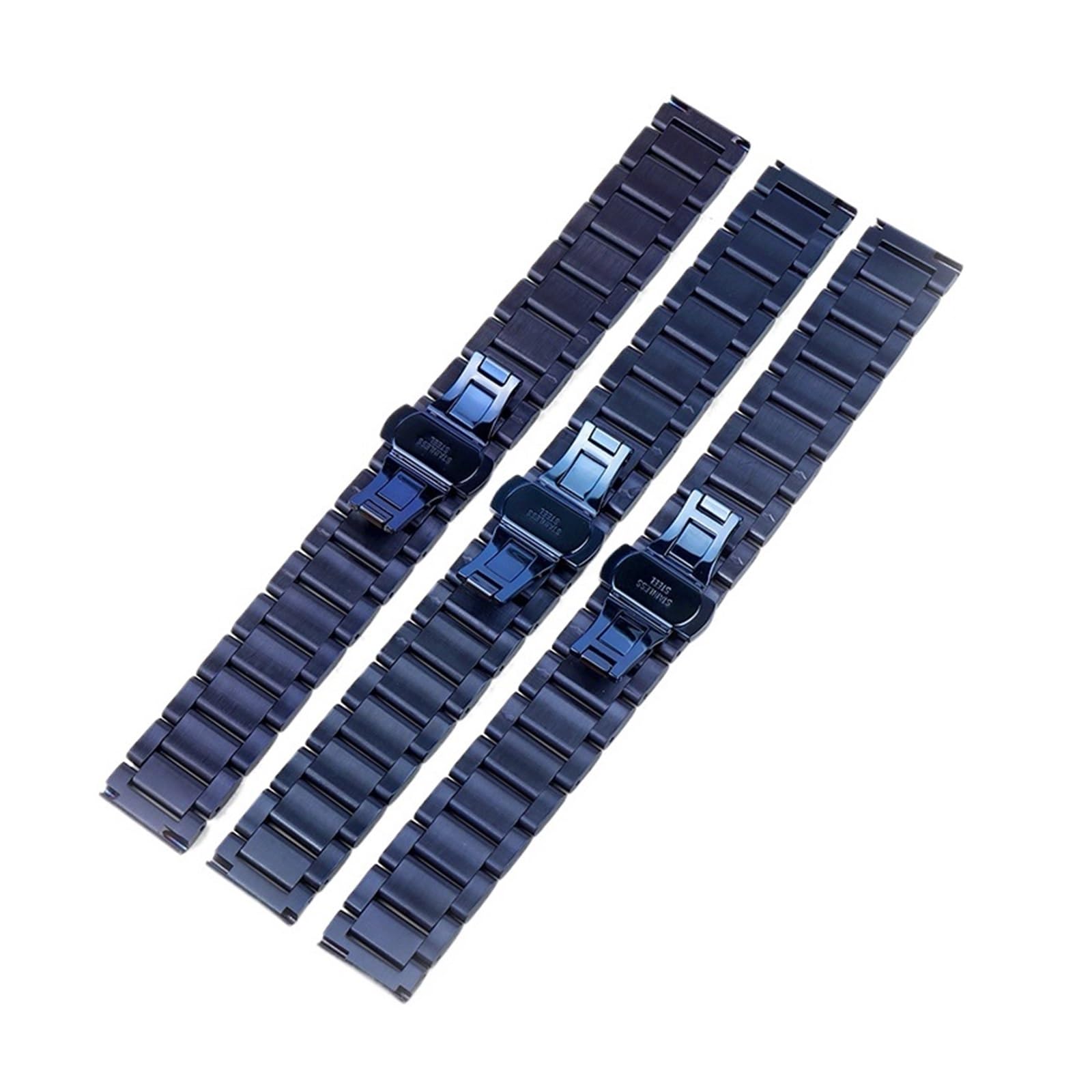 Cinturino in Acciaio Inossidabile, Colore Blu Scuro, Cinturino da Polso in Metallo con estremità Curva, 18 mm, 19 mm, 20 mm, 22 mm, 24 mm, Adatto for l'uso Quotidiano(Full Matte,24mm)