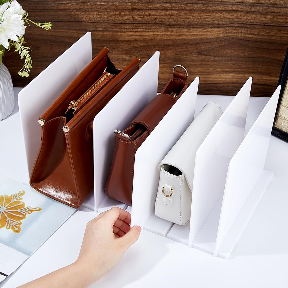 DICOSMETIC Organizador de bolsos ajustable de 4 capas para el armario blanco ajustable separador de estantes 24 x 40,8 x 20,5 cm estante de almacenamiento de bolsos para armarios organizador de bolsos