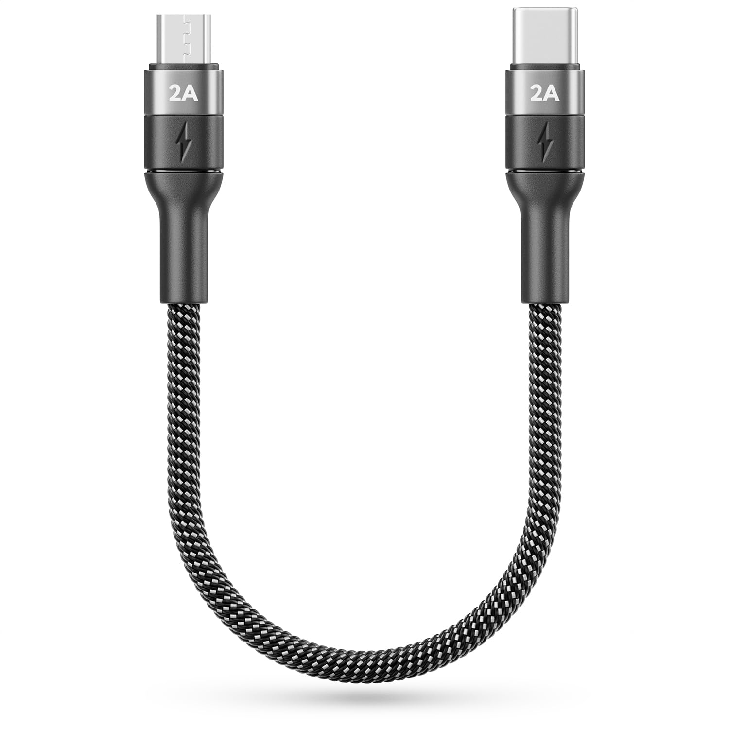 deleyCON 0,15m Krótki Kabel USB-C do Micro-USB - ładowanie i Synchronizacja, Telefon, Smartfon, Tablet, Kamera, Nawigacja, Kontroler itp.