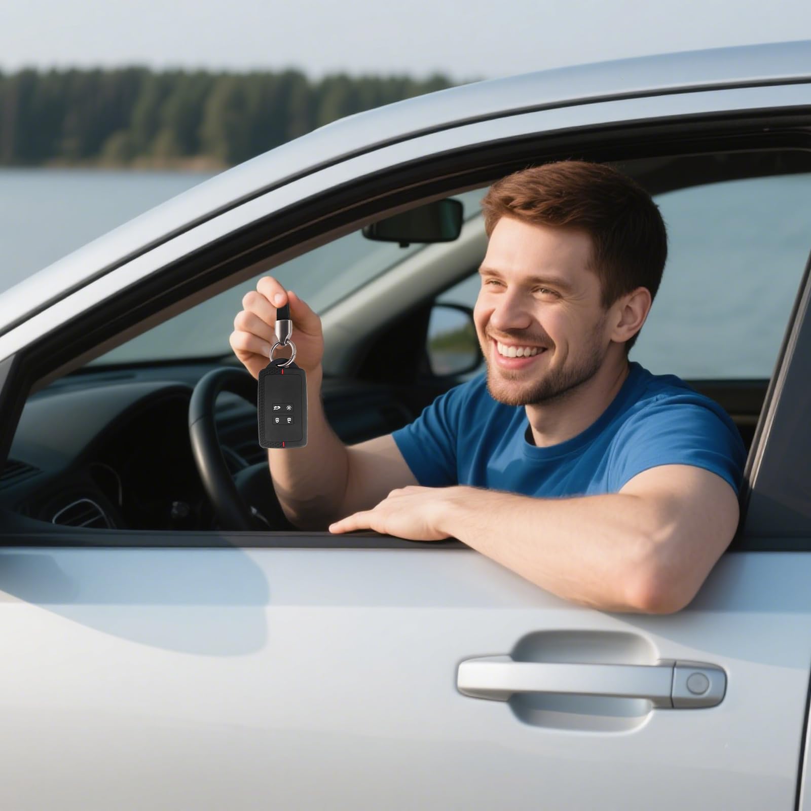 2 szt. etui na kluczyki samochodowe kompatybilne z Renault 4 przyciski, Smartkey, tylko Keyless Go, z breloczkiem do kluczy, silikonowe etui ochronne do Clio Espace Dacia Master Bus Talisman