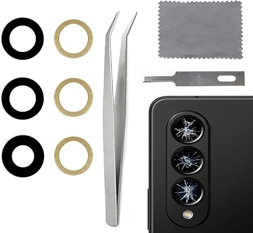 Reemplazo de lente de cámara para Galaxy Z Fold 4 Back Cámara trasera Reemplazo de lente de vidrio con adhesivo compatible con Samsung Galaxy Z Fold
