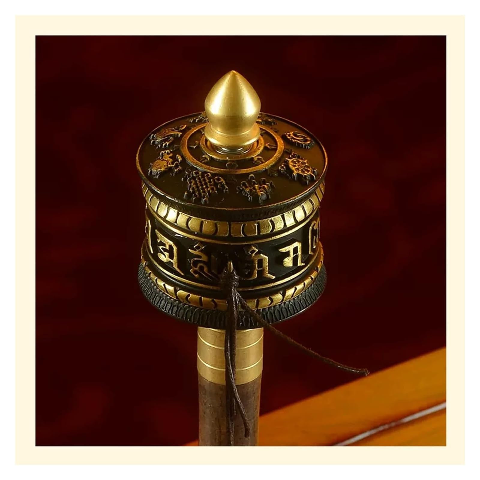 GDHKDDFL Compact portable prayer wheels, Copper Hand Held Prayer Wheel Tibetan Buddhist Handmade(Black)