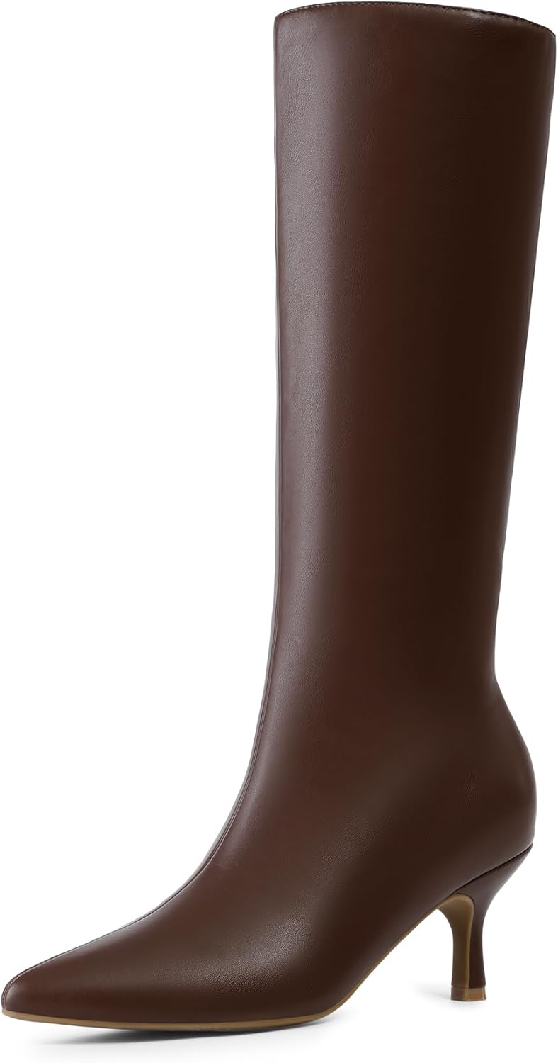 DREAM PAIRS Women's Knee High Kitten Heel Boots Sexy Pointed Toe Fashion Long Tall Boots