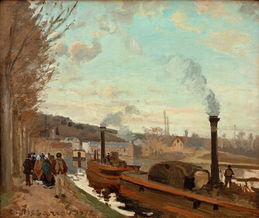 Toile moderne la Seine à Port-marly de Pissarro : Dites adieu aux murs vides, format salon 60x90