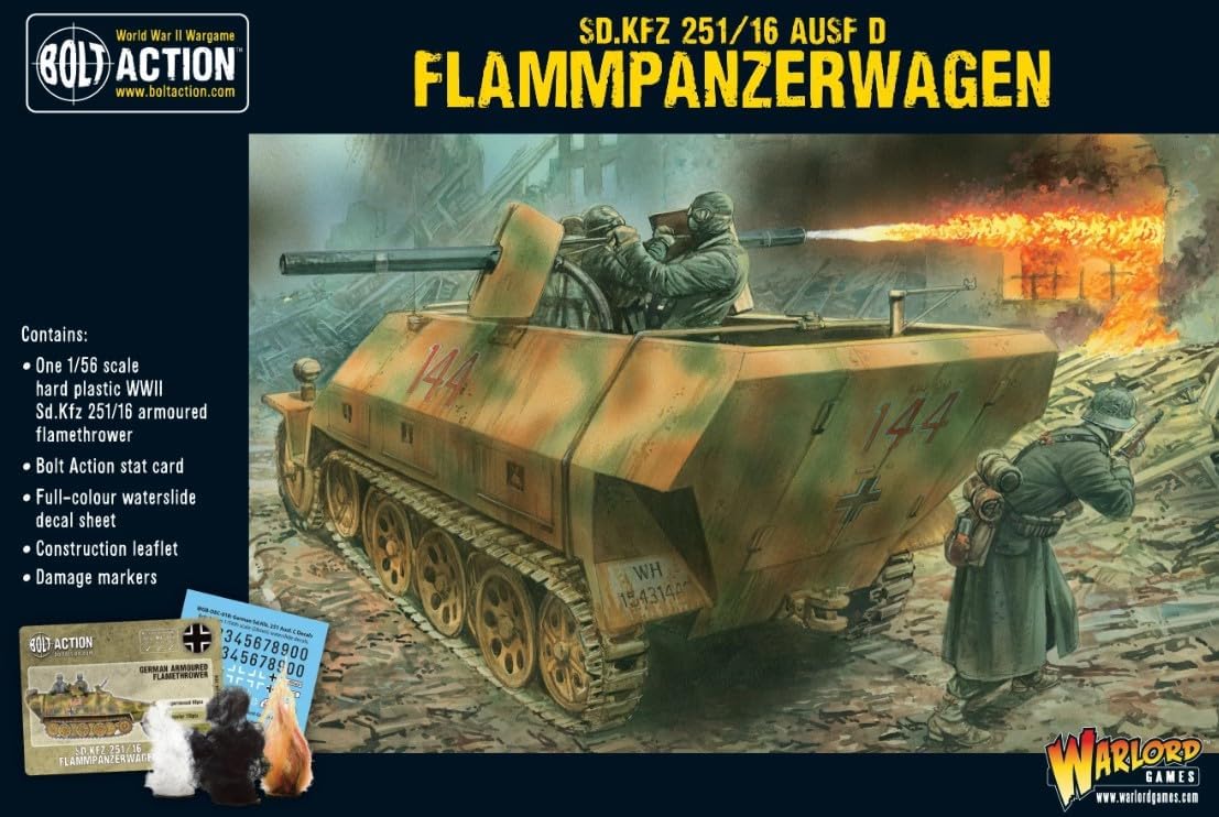 Warlord Bolt Action Sd.Kfz 251/16 Ausf D Flammenpanzerwagen 1:56 WWII Military Wargaming Plastic Model Kit, Small, Unpainted