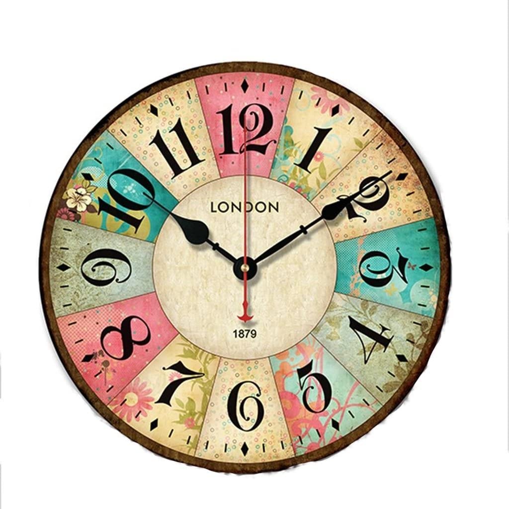 Horloge murale silencieuse en bois pour chambre d'enfant et à coucher