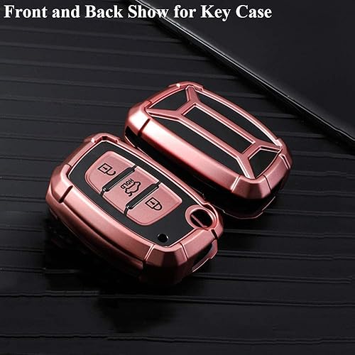 Miniatura 4 de SANRILY 3 botones Flip Key Cover para Hyundai Verna RKE-4F30 Keyless Soft TPU Key Case con llavero verde, Rosado