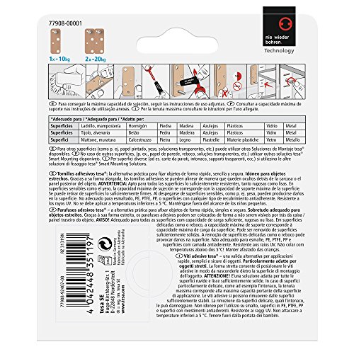 tesa 77908 – 00001 – 00 – Schraube Aufkleber eckig für Ziegel und Stein (10 kg)