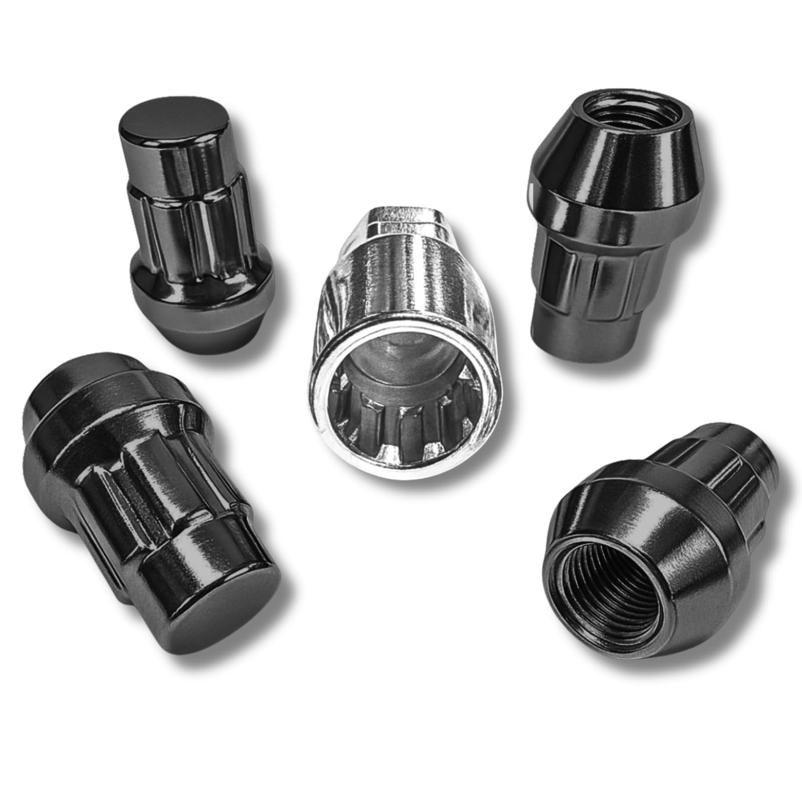 Felgenschloss M14x1,5 Kegelbund 60° kompatibel mit Hummer Jaguar Land Rover Lincoln 4x schwarze Felgenschlösser 5er-Set Felgensicherungen Radsicherungen Felgen-Diebstahlschutz Radschlösser Radmuttern