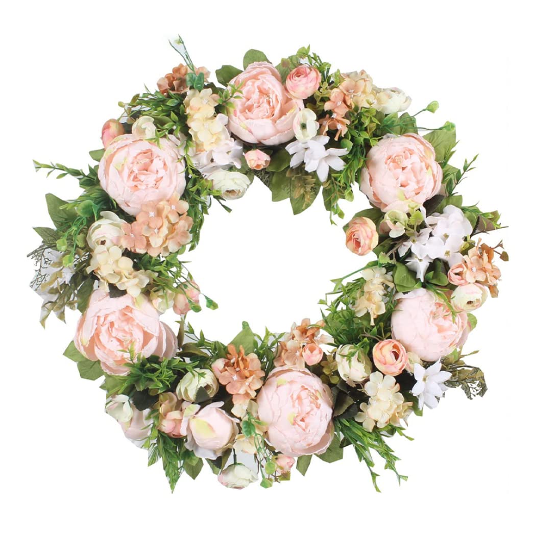 Couronne artificielle pivoine ronde decoration romantique pour porte et fete de mariage