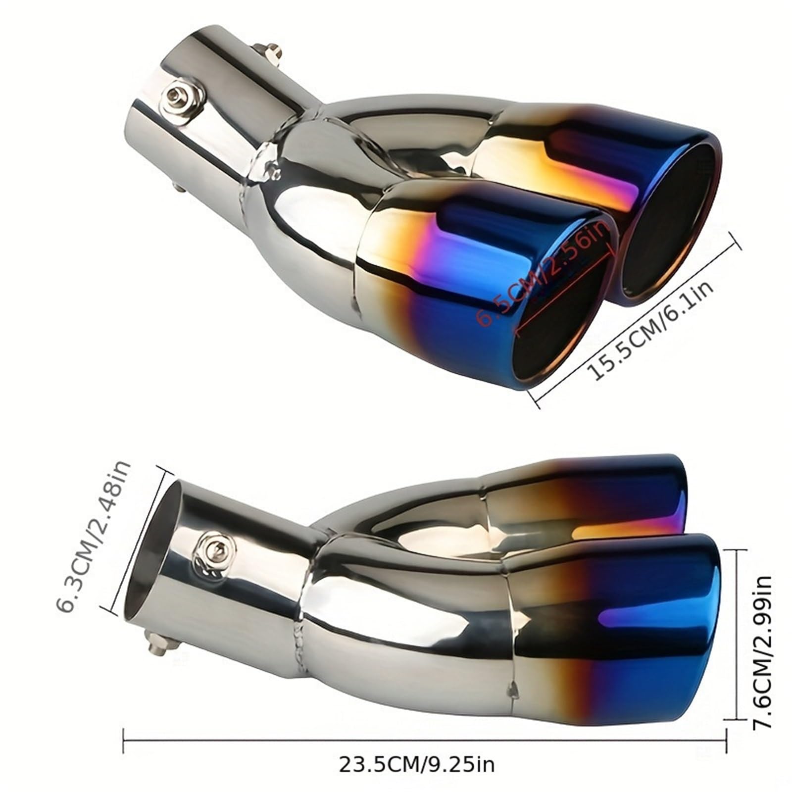 Car Silencer Modyfikacja samochodu podwójna rura wydechowa dekoracja rury wydechowej uniwersalna, pogrubiona wersja tłumik z podwójnym wylotem(Carbon bent)
