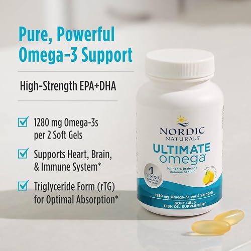 Miniatura 6 de Nordic Naturals Ultimate Omega sabor a limón 90 geles suaves 1280 mg de Omega-3 suplemento de aceite de pescado Omega-3 de alta potencia con EPA y