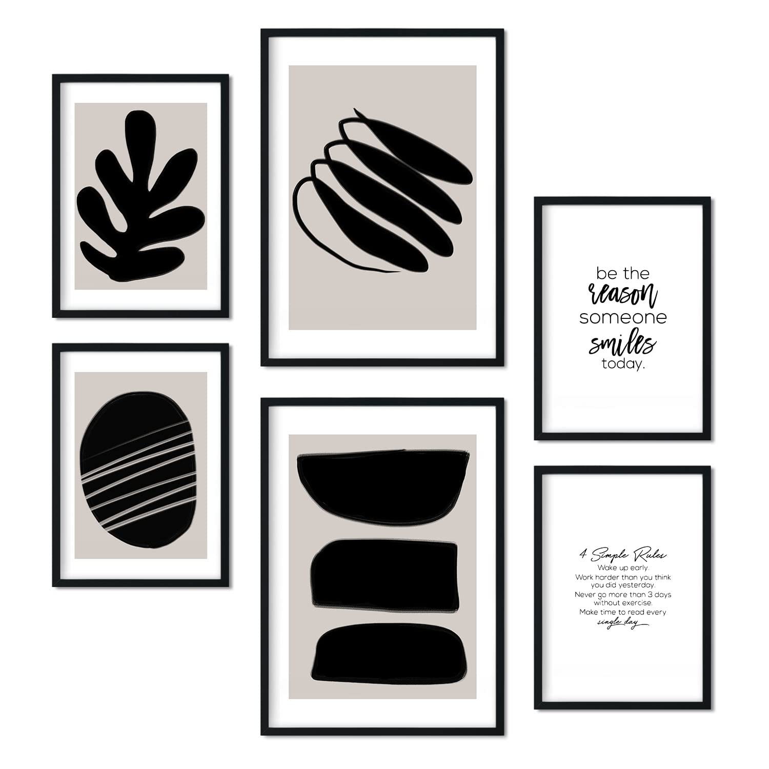Nacnic Set de 6 posters En blanco y negro. Colección de láminas con estética collage para la decoración de interiores. Tamaños A3 y A4. Sin marco.
