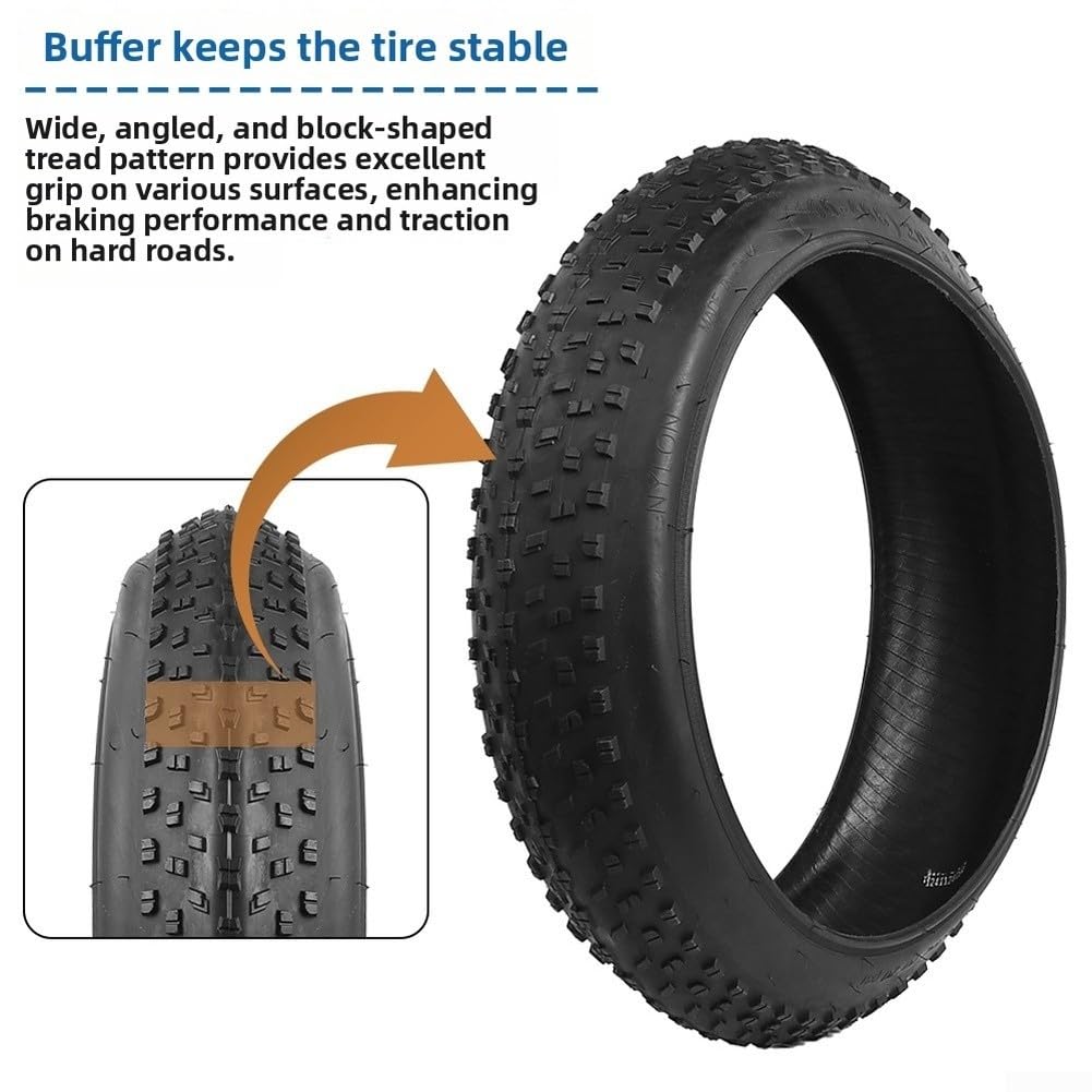 Neumático grueso de bicicleta de 20 x 4.0, cuenta de acero resistente a pinchazos, agarre todo terreno para nieve, arena, playa, montaña, bicicleta eléctrica al aire libre