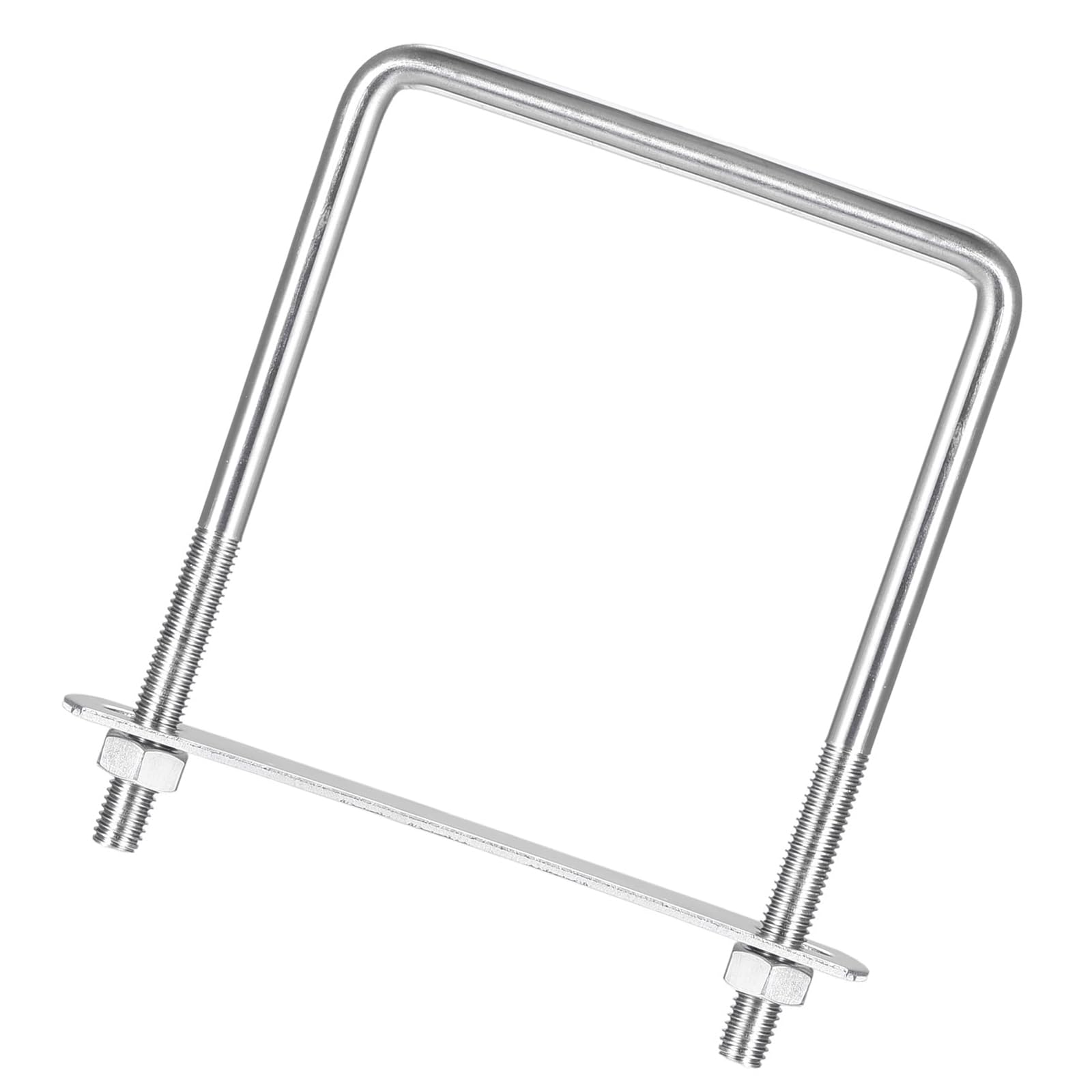 Unifizz Square U-Bolt,1 Set 304 Stainless Steel M8 U Bolts 90mm(3.62") Inner Width 130mm Length with Nuts and Frame Plate for Automobiles Boat Trailer
