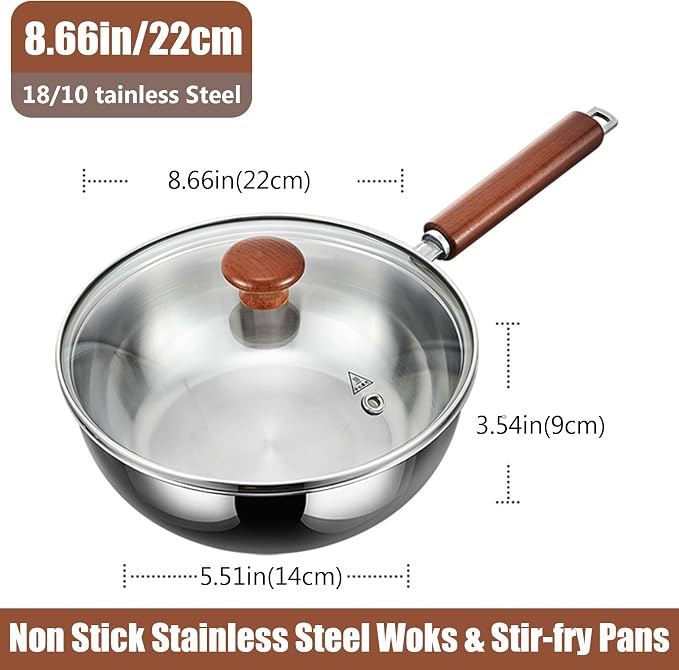 Sarten de Acero Inoxidable 5 Capas con Tapa 8.66 pulgadas miniatura 2