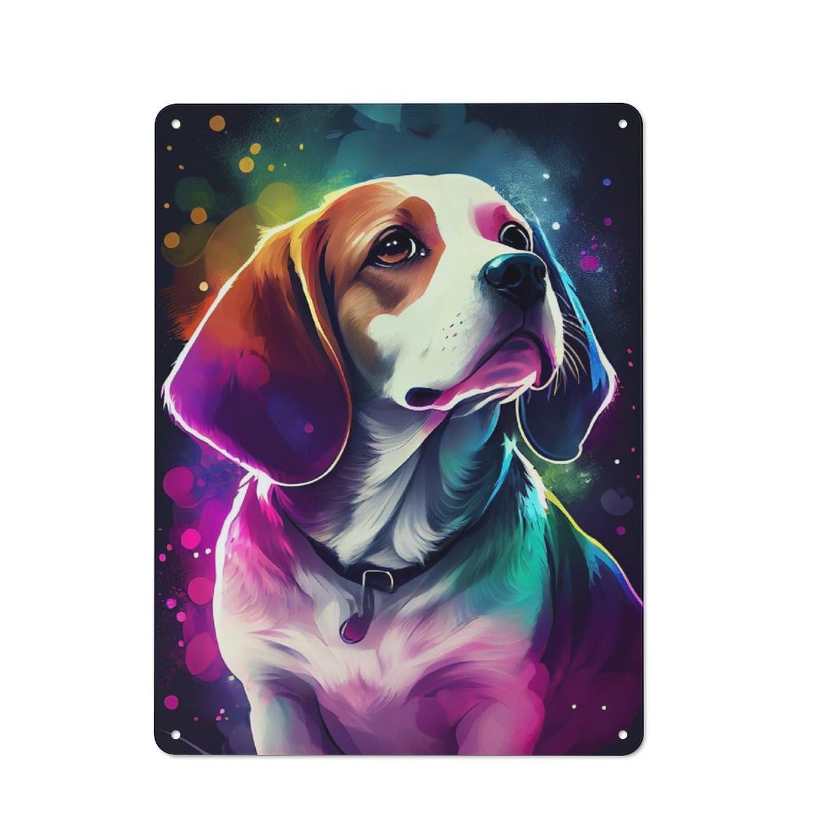 Junmoney Beagle Dog Colorful Workshop Style Metal Wall Sign 40X30cm, Industrial Wall Art For Workshop, Basement, Shed Or Games Room