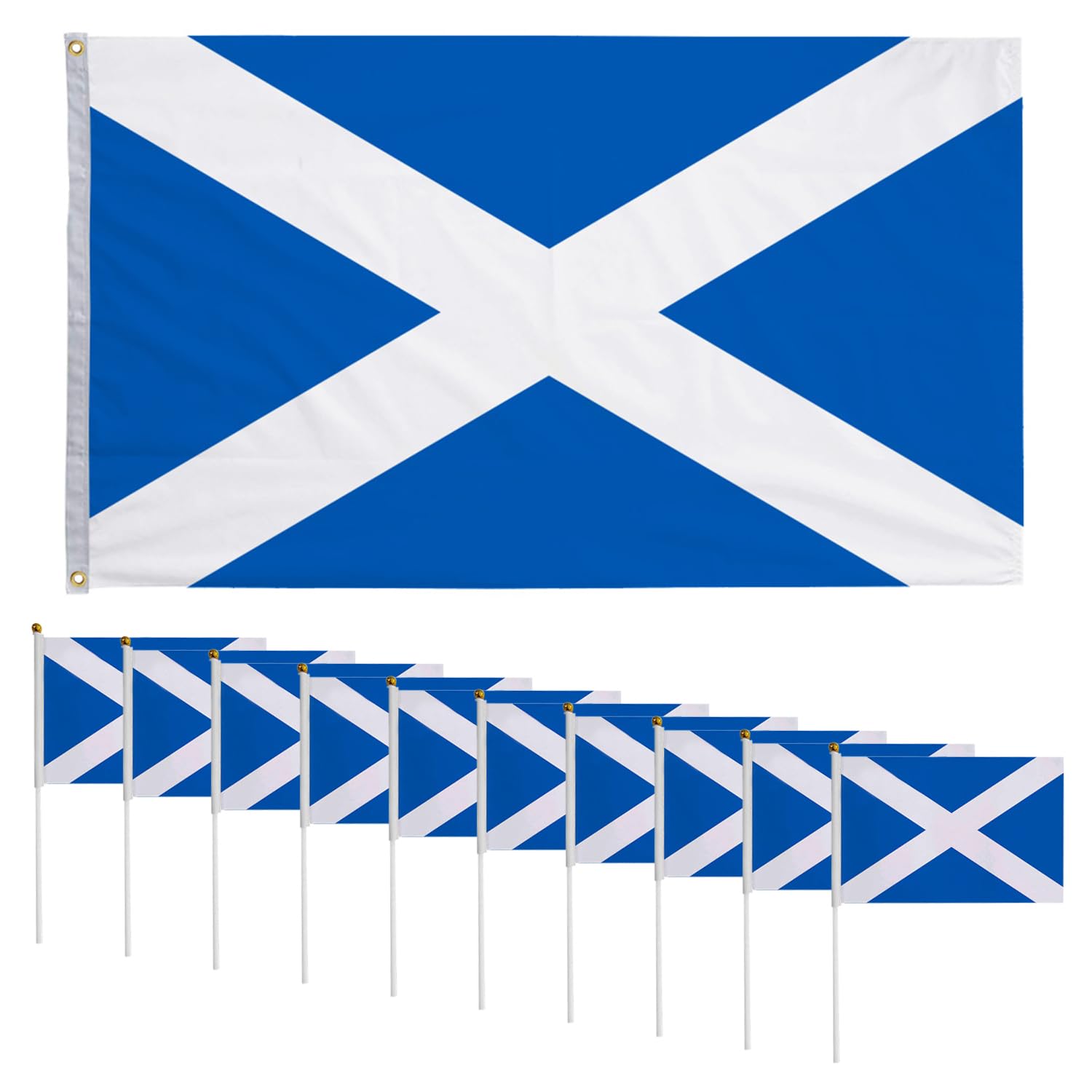 GDFHBD 1 Scottish Flag, 10 Scottish Hand-Cranked Flags, Holiday Celebration Props, Waterproof And Fade-Proof, Office And Family Furnishings.
