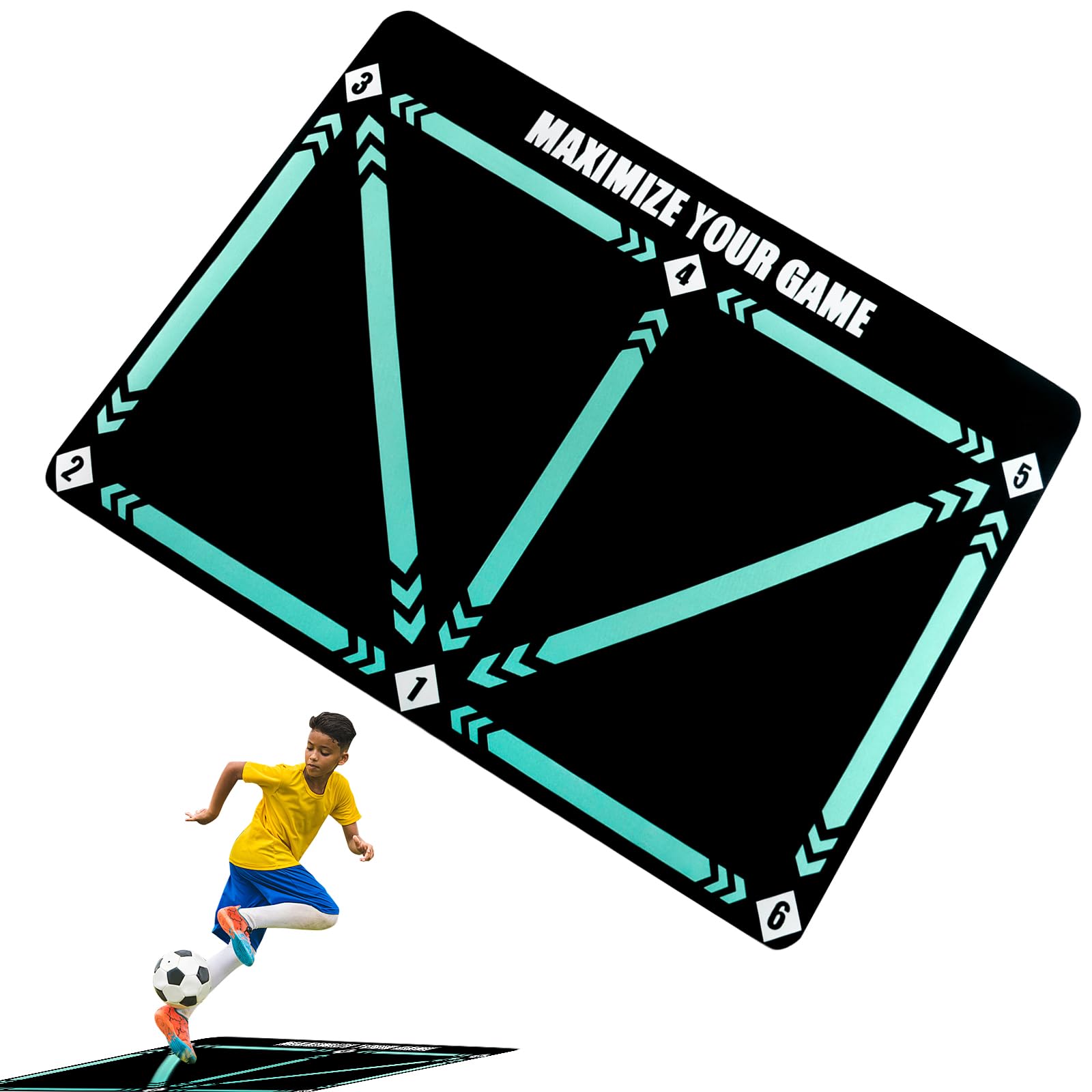 PBUSPU Alfombra de Entrenamiento de Fútbol,60 X 90cm Football Training Mat,Amortiguadora de Golpes, Alfombrilla de Entrenamiento de Campo de Esquina Regalos para Aficionados al Fútbol