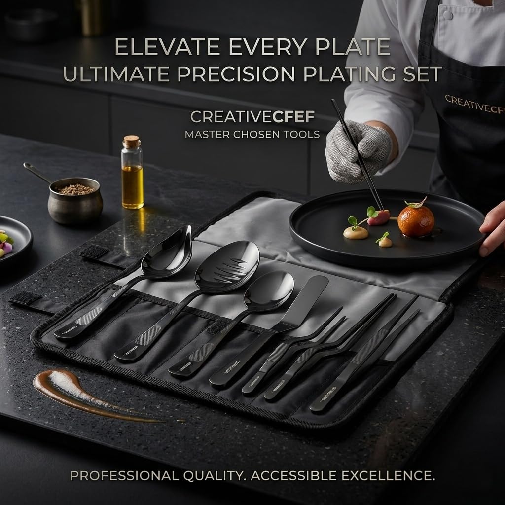 Juego de herramientas de chapado, kit de chapado culinario profesional de chef, juego de 8 piezas de chapado culinario, negro