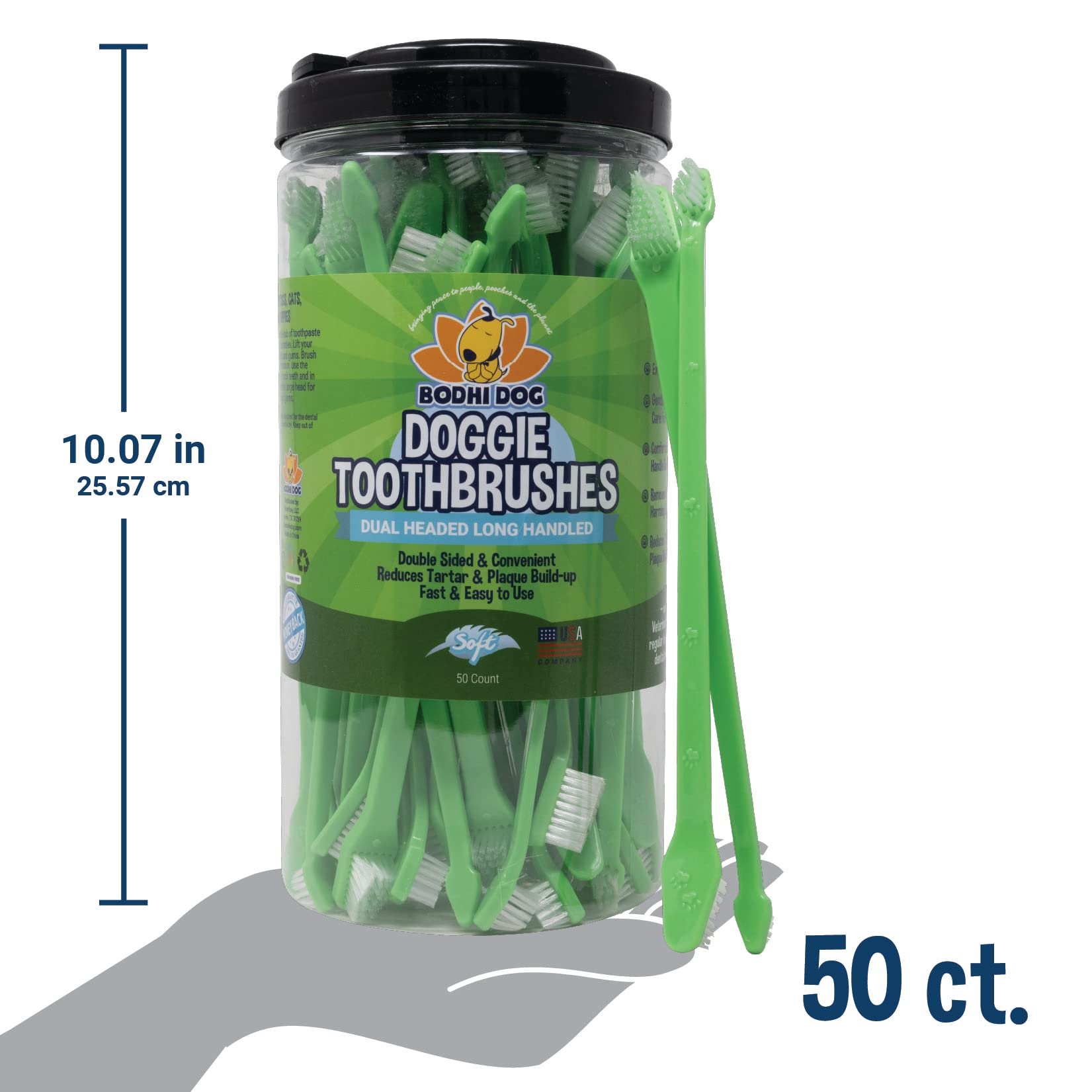 Bodhi Dog Cepillo de Dientes Largo de Doble Extremo para Perros y Gatos, Seguro para Mascotas, cerdas súper Suaves para el Cuidado Dental y Oral de Mascotas y encías