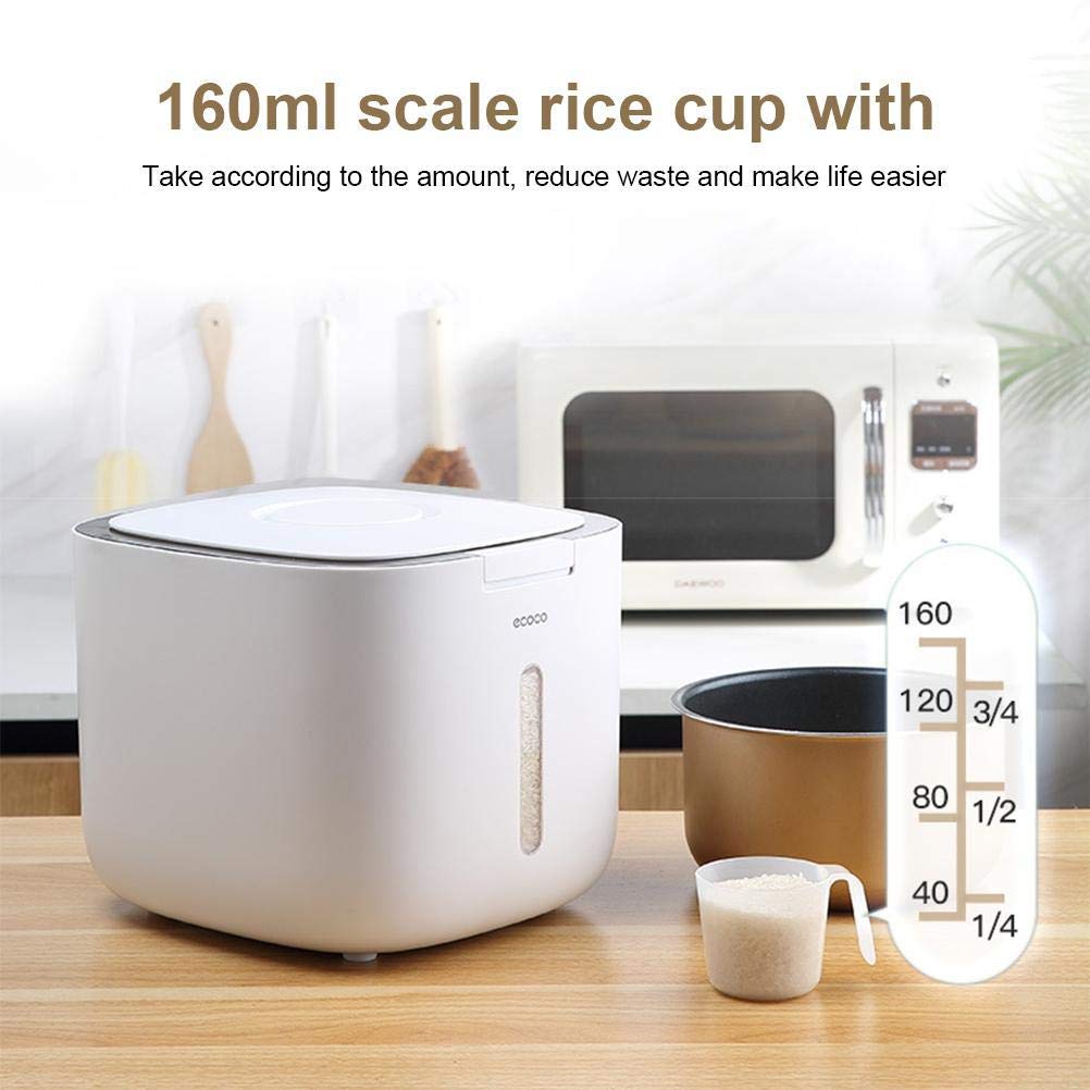 Hidyliu Contenitore per la Conservazione degli Alimenti Dispenser di Riso Elegante e Sigillato a Prova di Insetti per la di Famiglia Opzioni da 5 Kg e 10 Kg (nera #19)