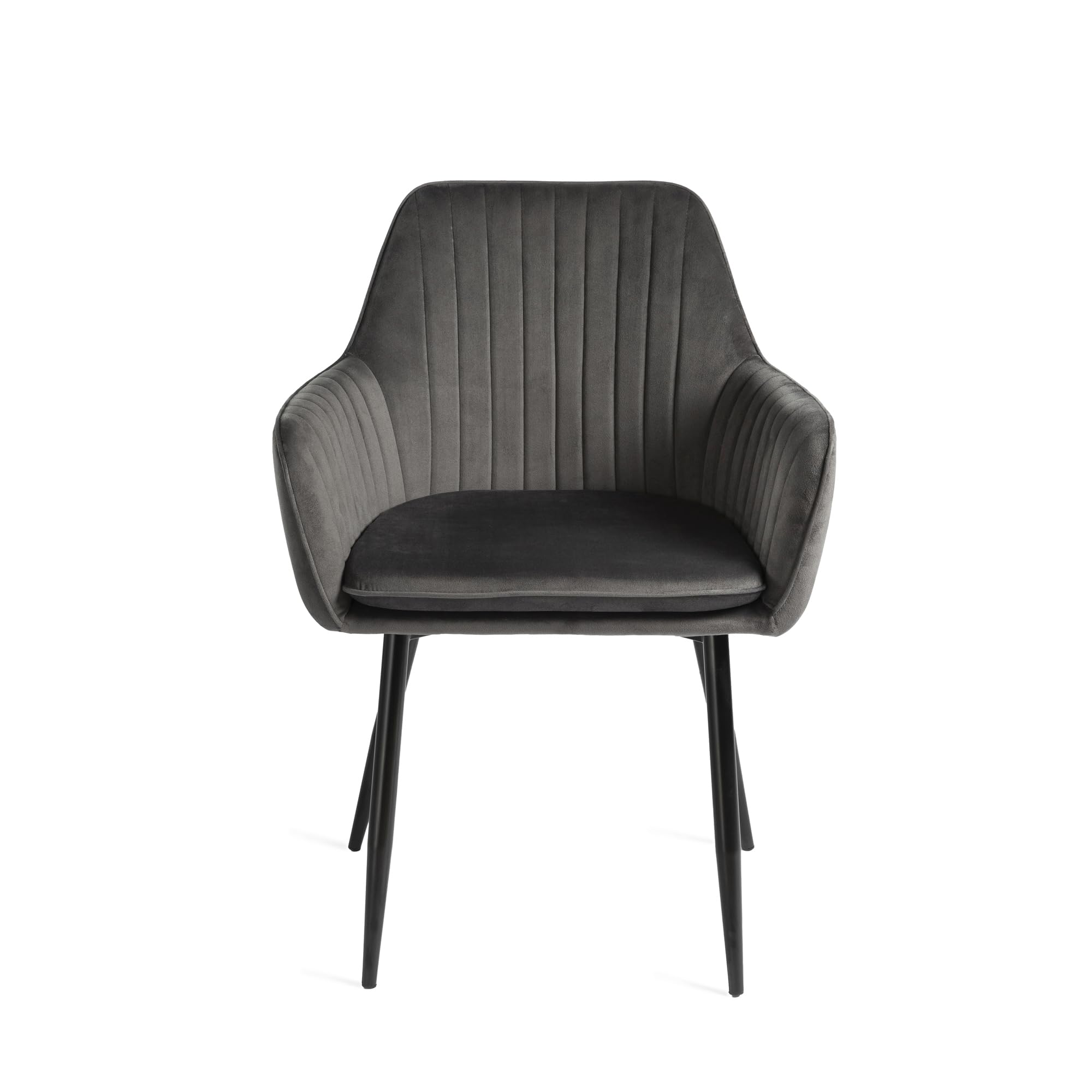 DUPI Sillón de Comedor JAVEA, Butaca tapizado en Antelina, Diseño Moderno, 58x58x86 cm (Pack 2 Unidades, Gris)