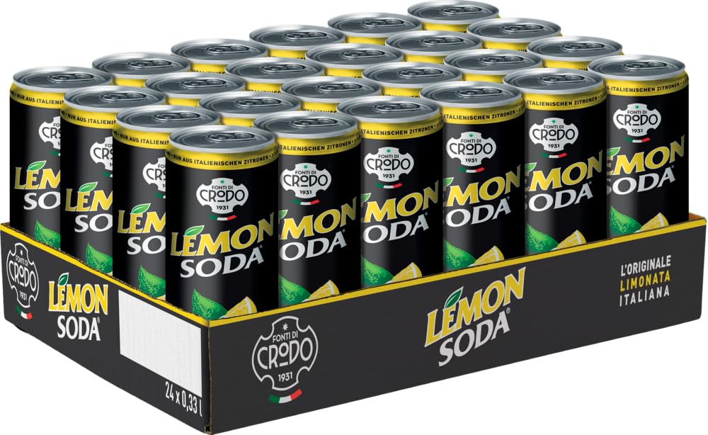 LEMON SODA (24x330ML) - Italienische Limonade mit natürlichem Quellwasser & Zitronensaft. Limonade ohne künstliche Zusätze, ideal für Alltag, Aperitif & Cocktails