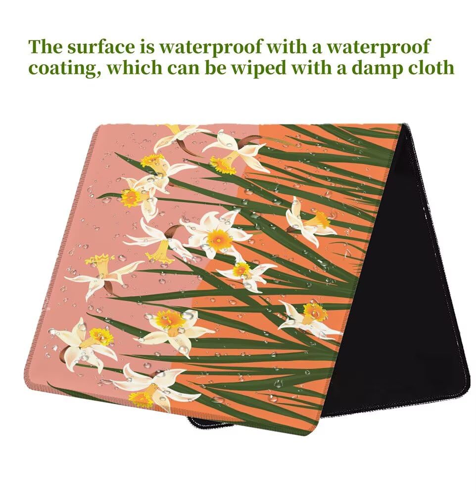 Alfombrilla Ratón, Alfombrilla Gaming Rosa XXL 1200x600x3mm, Extendida Base de Antideslizante Caucho Mouse Pad Flor, Protector Escritorio con Bordes Cosidos, Mejora la precisión y la Velocidad B-2