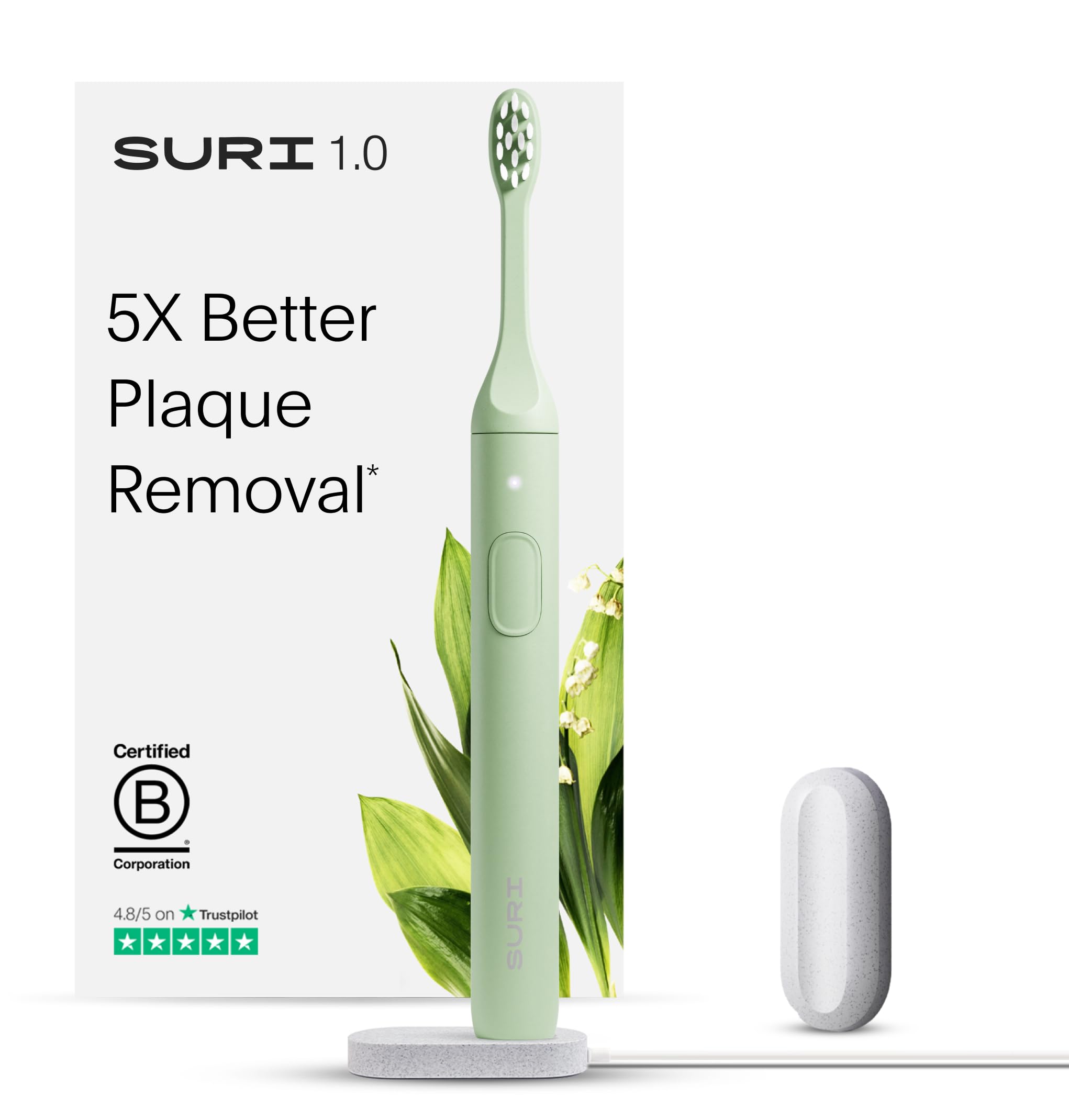 SURI 1 0 Sonic Electric Toothbrush 1 Month Battery Designed in California Electric Toothbrush for Adults Travel Toothbrushes