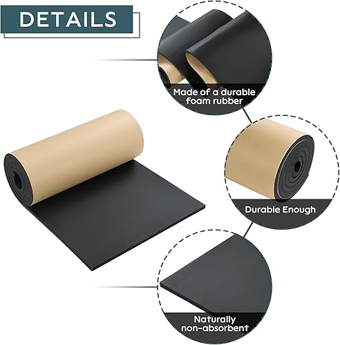 Miniatura 25 de NATGAI Esponja de neopreno con lámina de goma de espuma adhesiva de 1/4 pulgadas de grosor x 12 pulgadas de ancho x 54 pulgadas de largo, cortado a