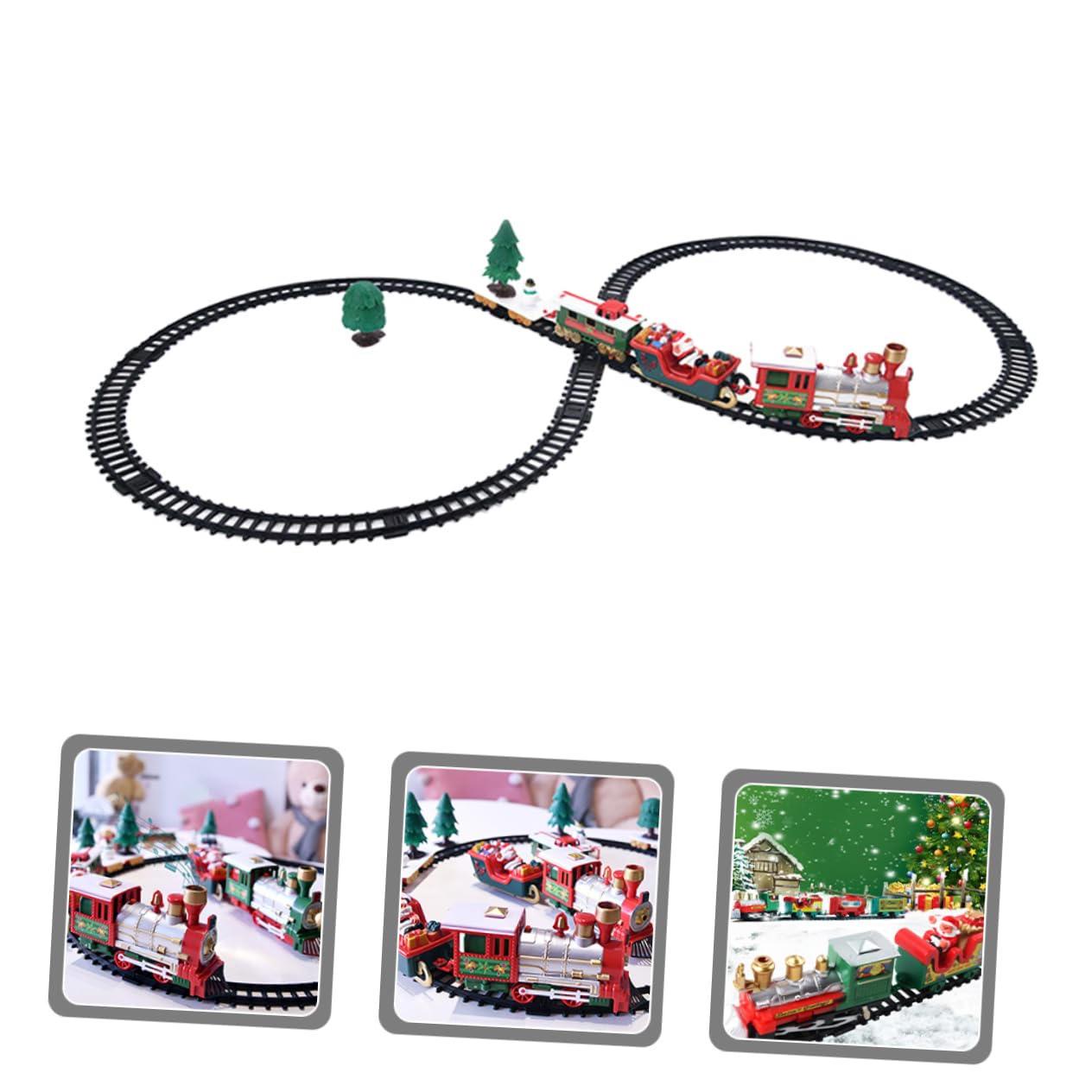 TOYANDONA Trenino Elettrico Natalizio in Plastica con Binari, Giocattolo Educativo per Ragazzo Ragazza, Promuove Creatività e Motricità Fine, Decorazione per Addobbo Festivo o Scrivania