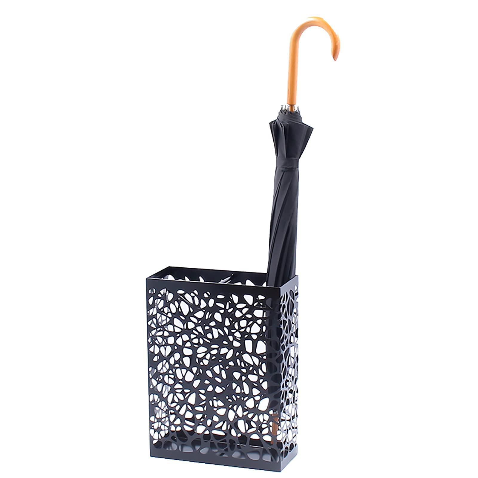 Porte-parapluies en métal rectangulaire design vintage noir pour rangement entrée
