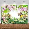 CHAIYA 7X5FT Easter Backdrop Spring Photography Backdrop Pink Floral Fence Background Easter Theme Parties Decoration