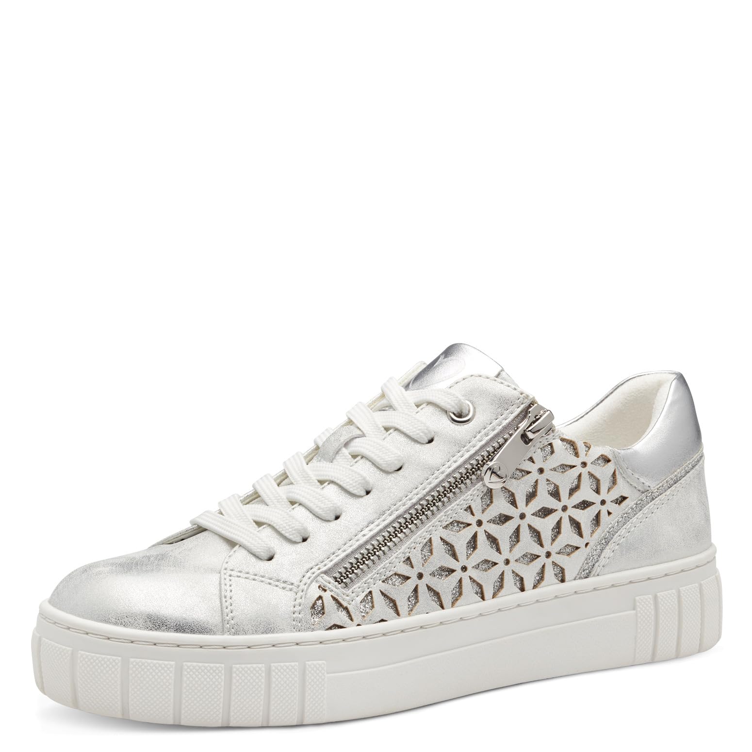 MARCO TOZZI Women Sneakers Soft Feel Me Removable Footbed Soft Lining Vegan Modern, Grey (LT. Grey Comb), 4 UK