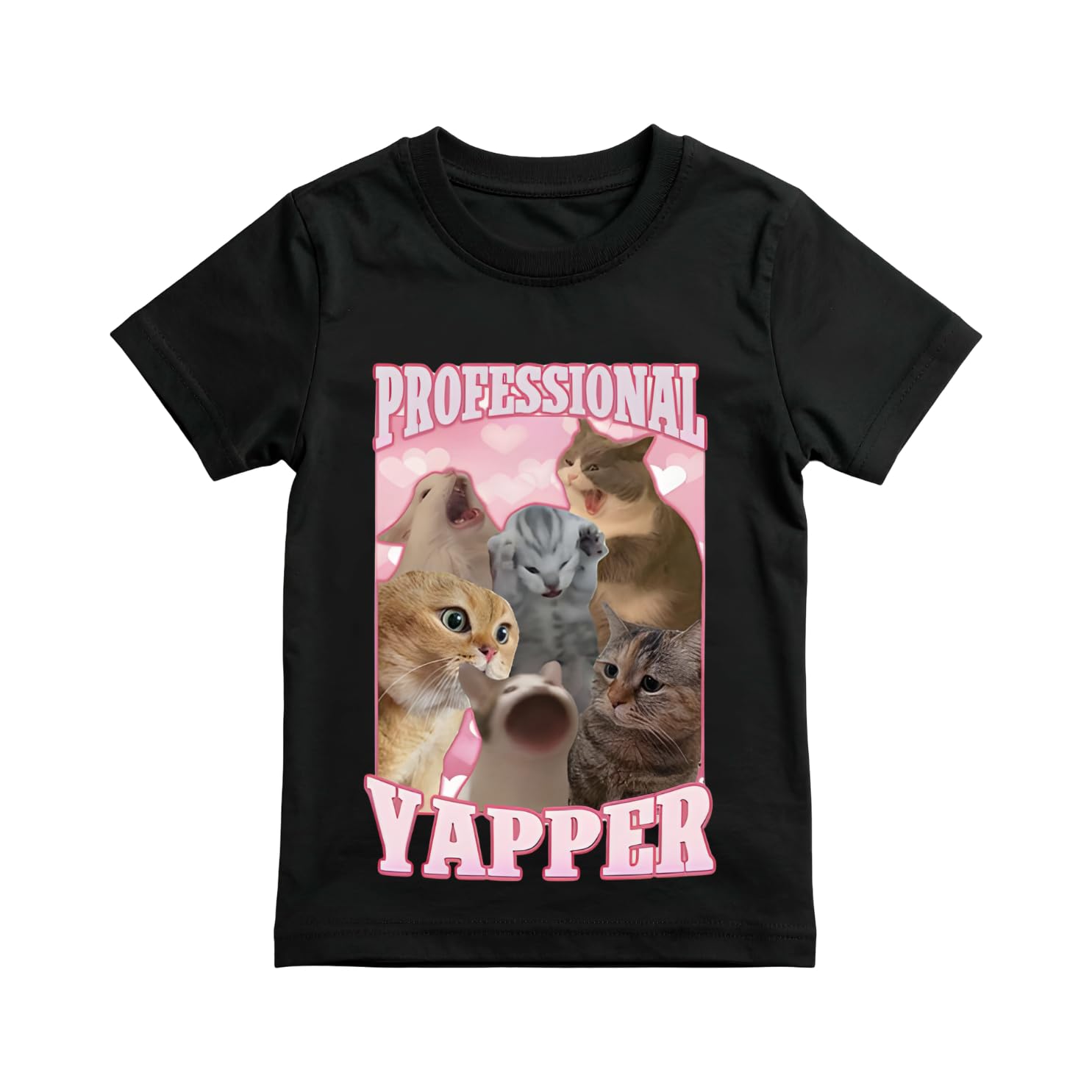 fragile ink Professional Yapper Meme T-Shirt, Black, 100% Cotton, Oversized Fit, Round Neck, Humorous Cat Graphic Print, Short Sleeve-picture-11