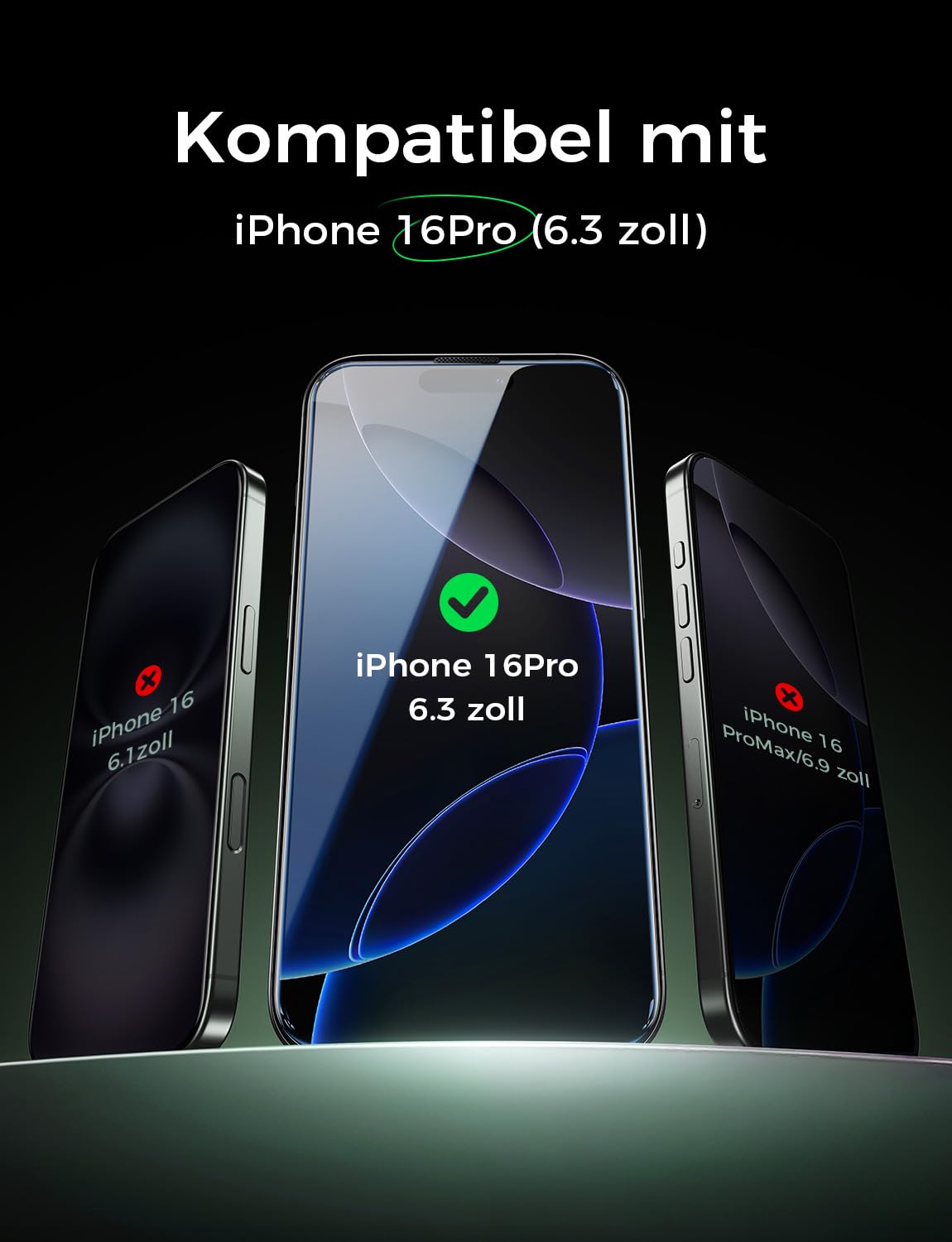 MAGIC JOHN Pellicola Vetro Temperato per iPhone 16 Pro Max, Durezza 9H Vetro Temperato, Rimozione Automatica Della Polvere, Installazione Rapida, Senza Bolle, HD Chiaro, 2 Pezzi