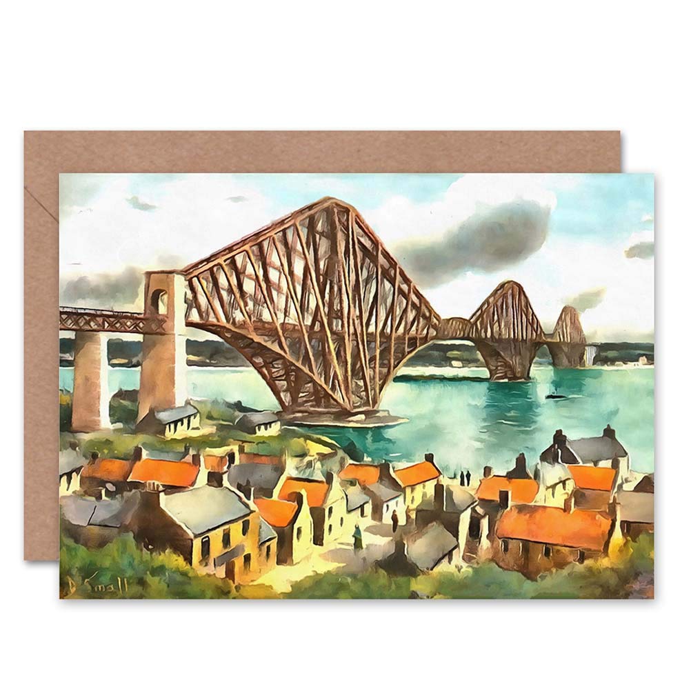 Forth Rail Bridge From Queensferry Birthday Blank Greeting Card With Envelope