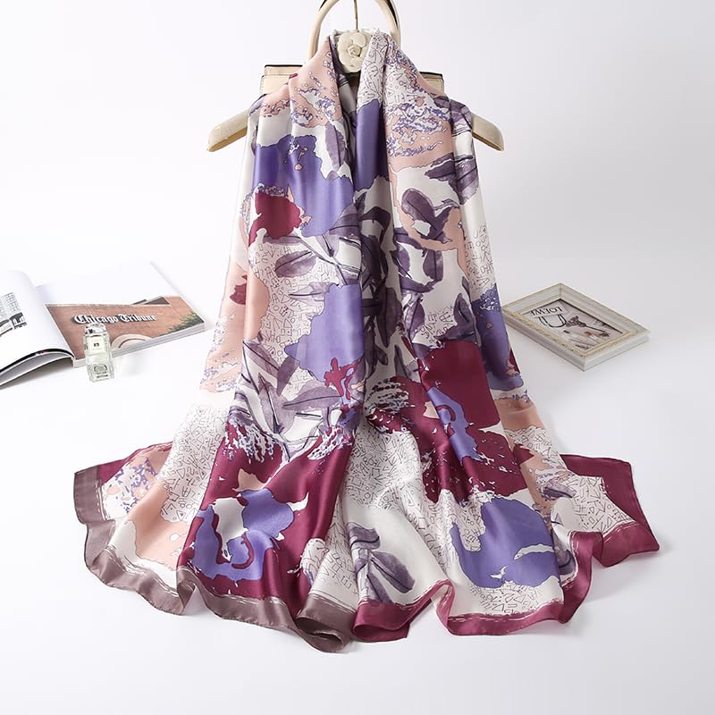 Image of MALINA Women's Polyester Silk Satin Stole Scarf - Soft Lightweight Fashion Wrap, Elegant Floral & Gradient Design, summer stole,Scarf For Women,Premium Stole,Large Size 180x90 cm'