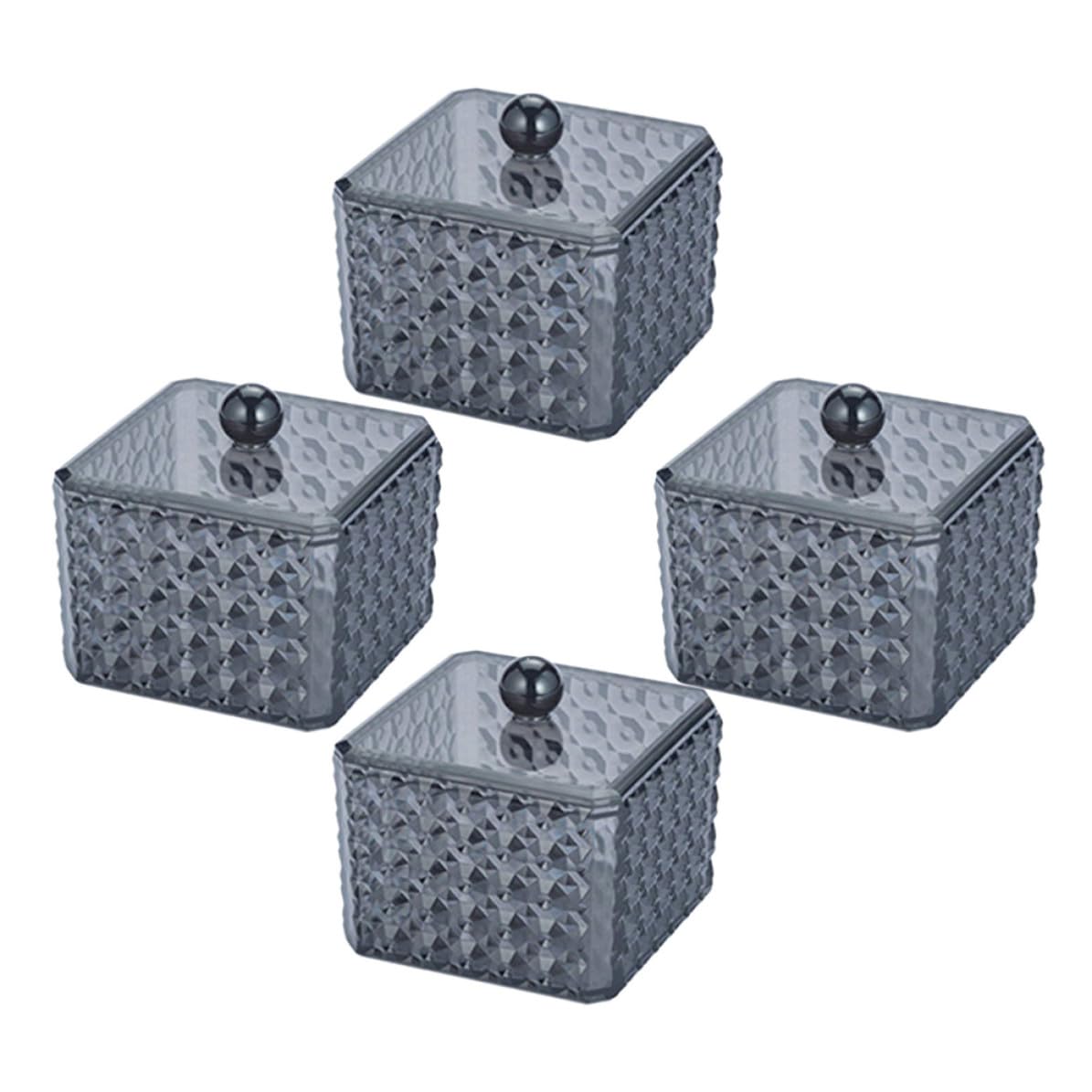 Boîte de rangement coton-tiges acrylique transparent noir 4x
