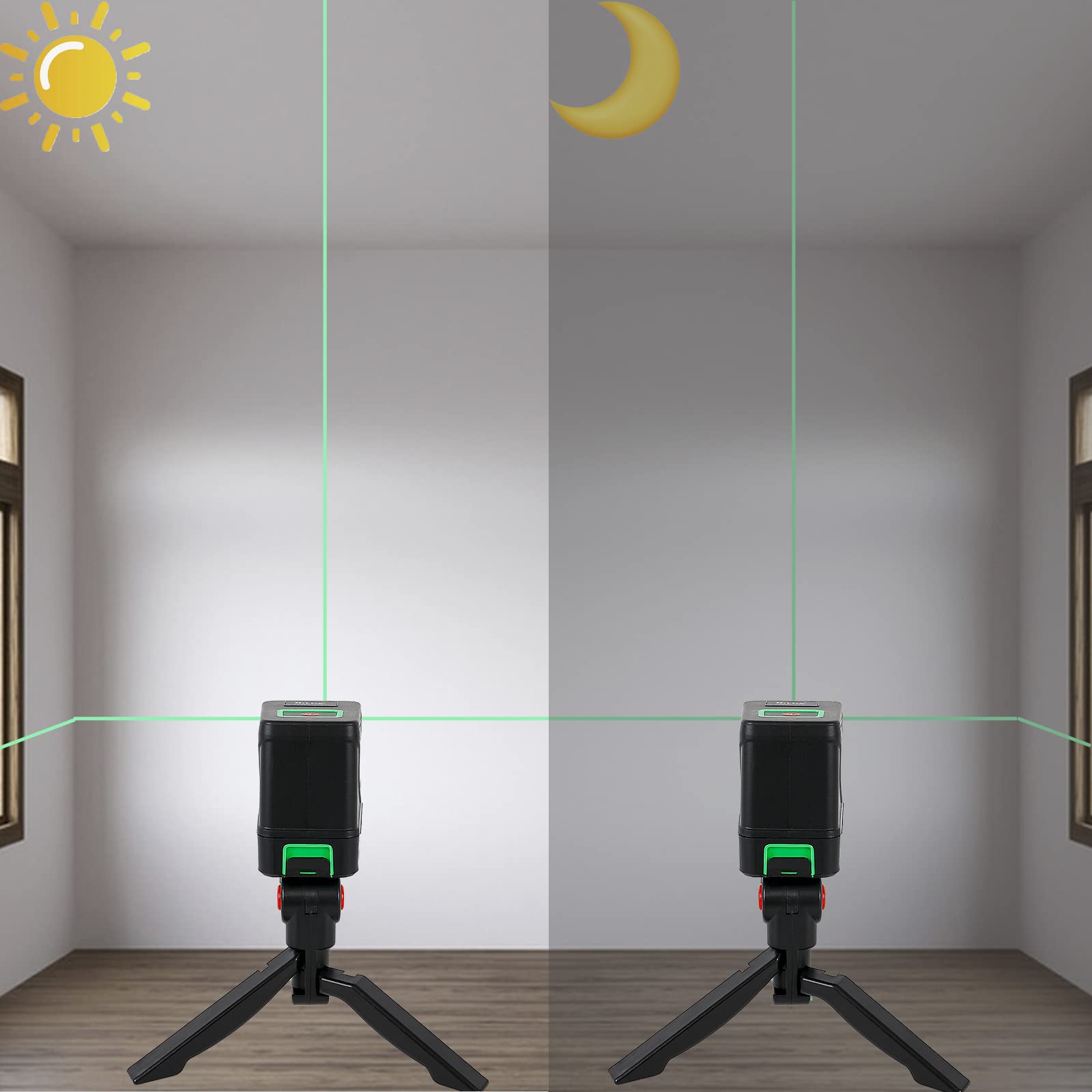 Livella Laser Autolivellante a Croce Linea Verde Orizzontale e Verticale con Supporto Magnetico Borsa Portatile e Treppiede (Batterie Incluse)