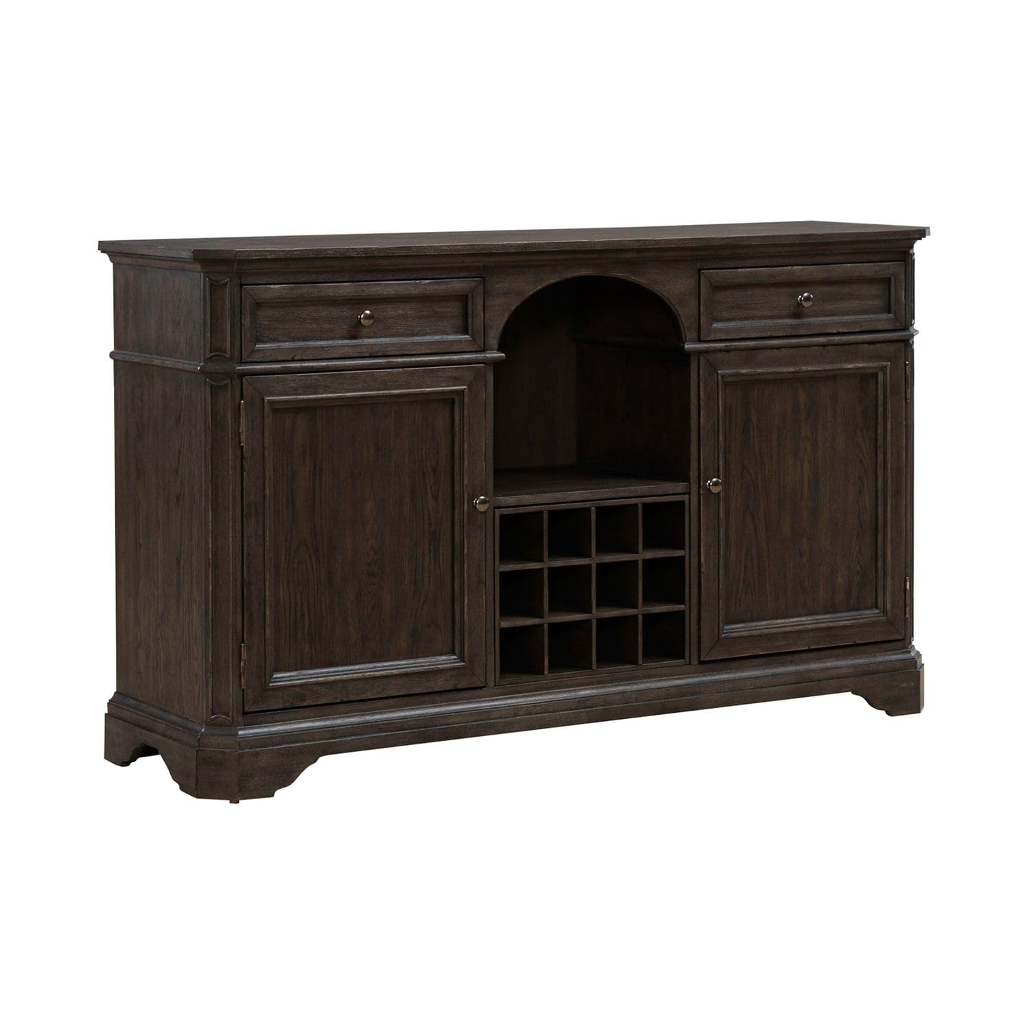 Liberty Furniture Grant Park Dining Room Wine Rack Buffet - White Oak Veneers - Cappuccino Brown