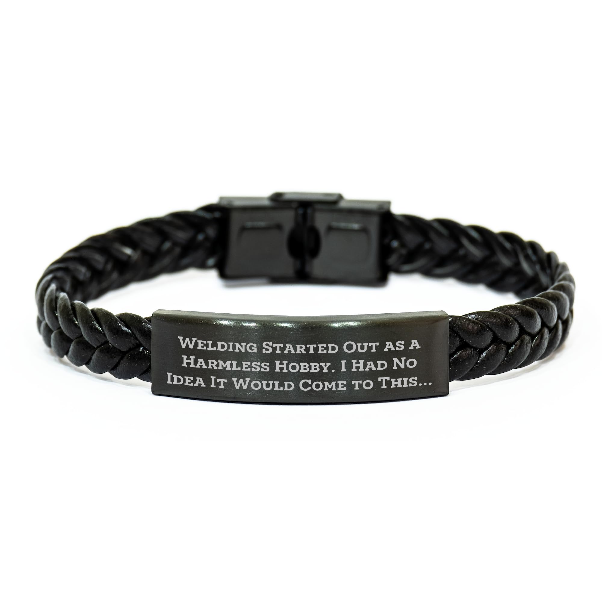 Welding Enthusiast's Proud Braided Leather Bracelet, Funny Quote Included Gifts from Welding Friends for Men and Women, Perfect Birthday Present for Welding Guys and Gals