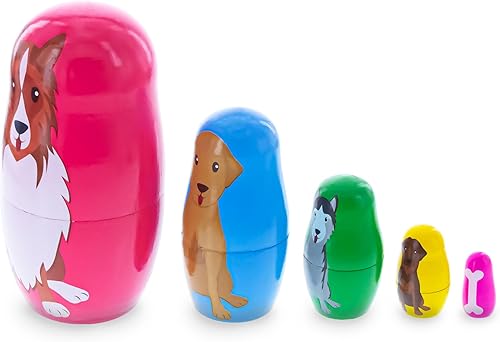 Miniatura 3 de BestPysanky Muñecas anidables de madera para perros de 4.75 pulgadas