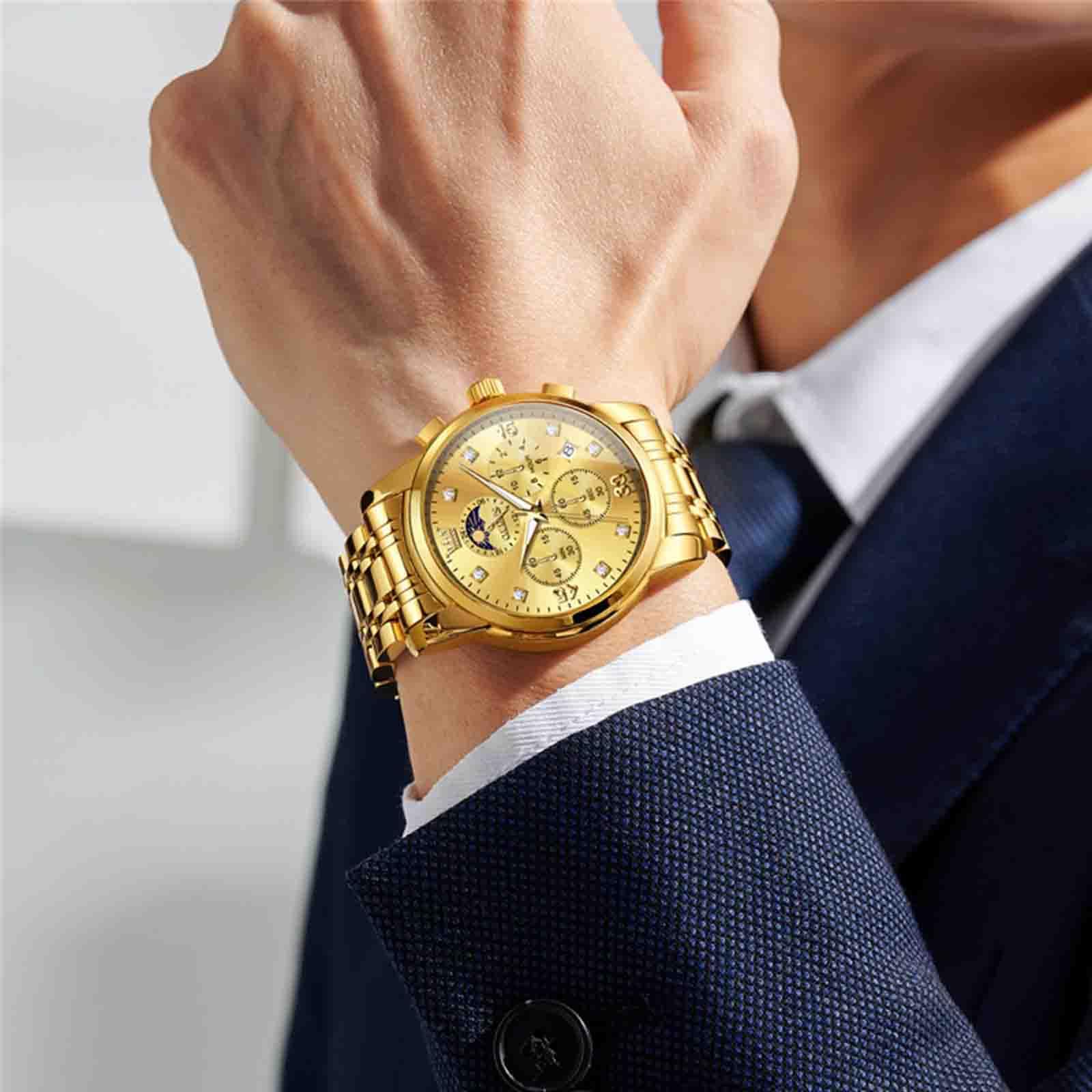 OLEVS Herren-Multifunktions-Uhr, mehrere Zifferblätter, wasserdicht,Leuchtend,Chronograph, Herrenuhr mit Datum für Herren, Edelstahl-Uhren für Herren