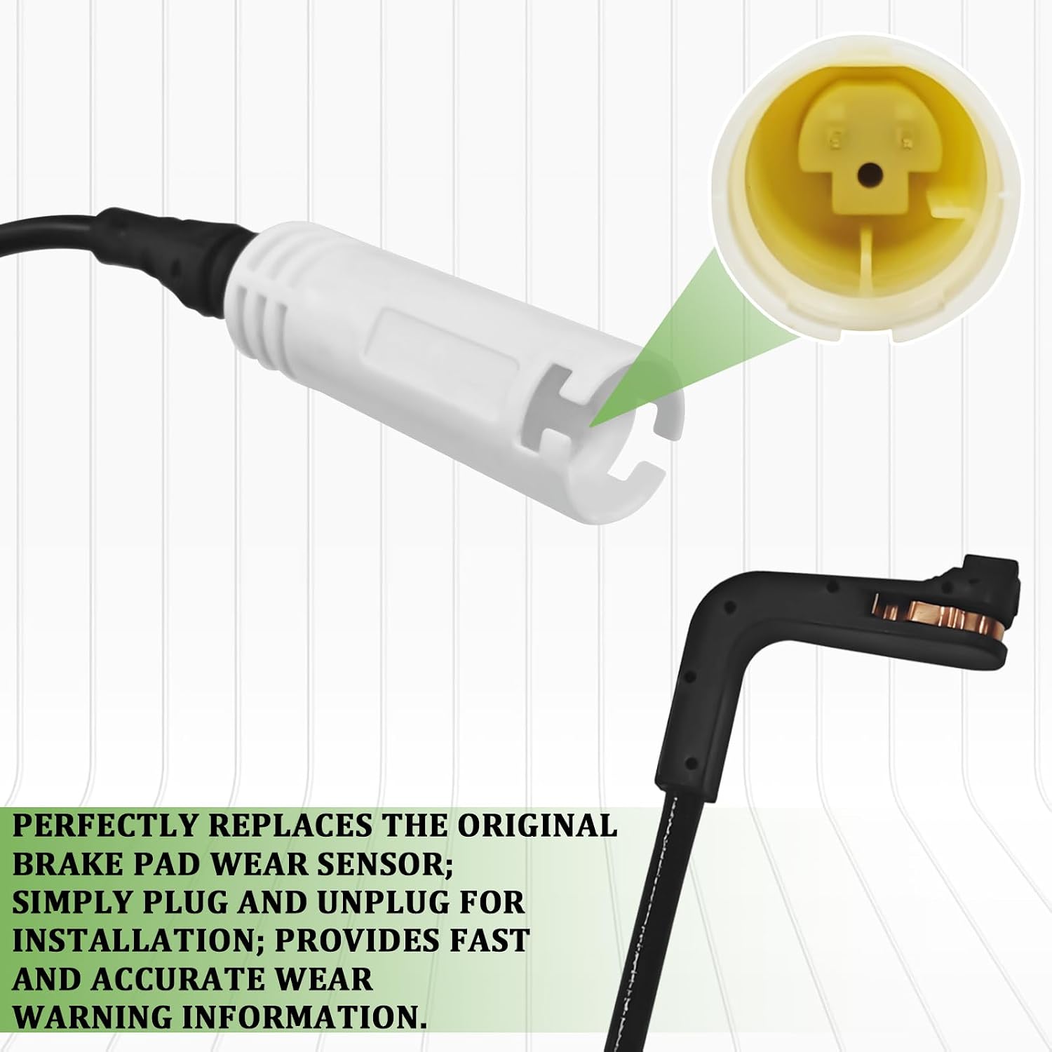 2PCS Front and Rear Brake Pad Wear Sensor Set Replacement Compatible with BMW 325i 328i 330i 335i 128i 135i M3 E81 E82 E87 E88 E90 E91 E92 E93 Replace 34356789440 34356789445 Brake Sensor Kit