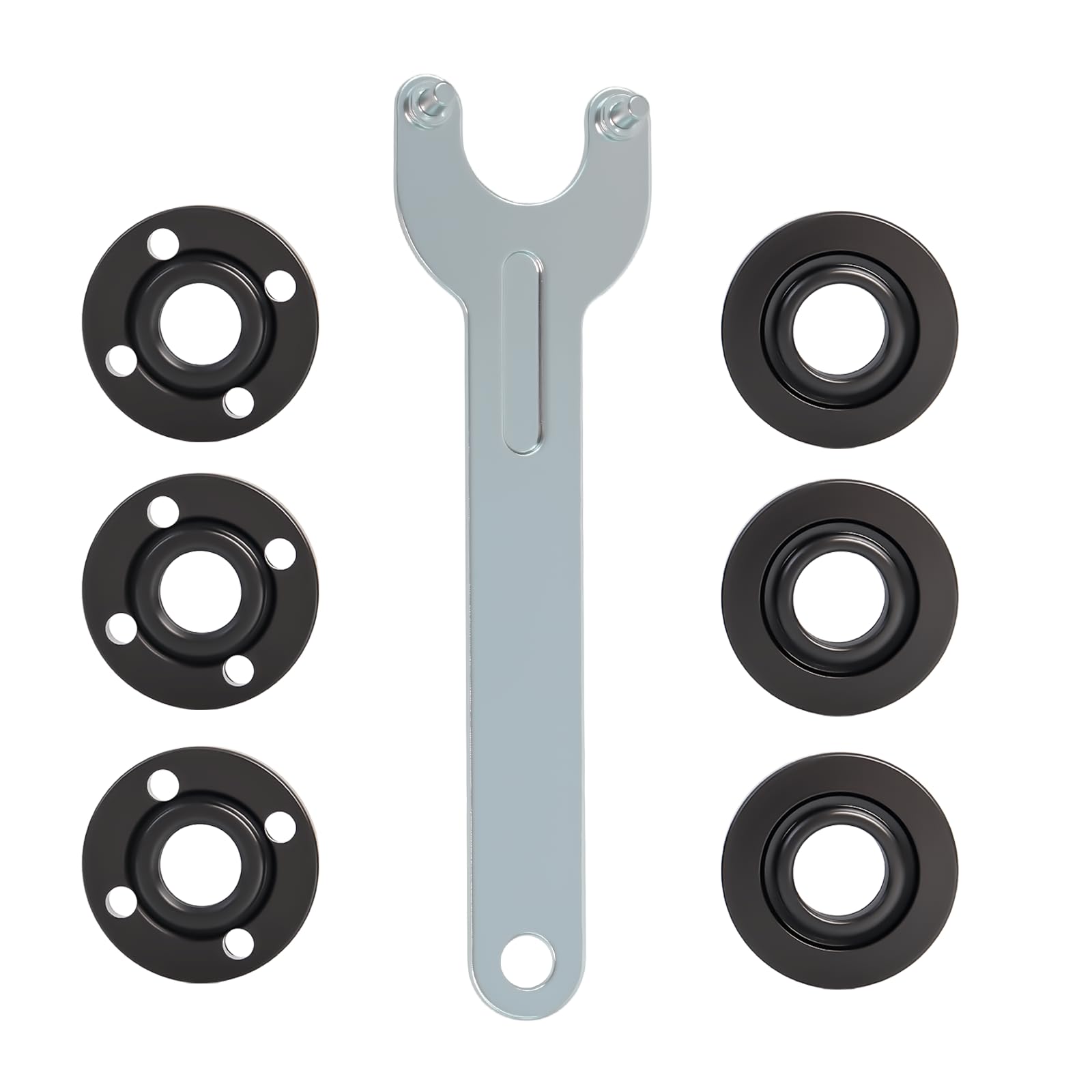 7PCS Angle Grinder Nut and Wrench Kit 5/8-11 Flange Lock Nut Compatible with Dewalt Milwaukee Makita Ryobi Bosch Metabo Black Decker 4.5 5 Inch Grinder Parts Replacement